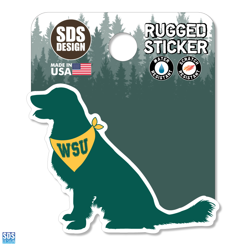 WSU Bandana Dog Sticker- 2 inch