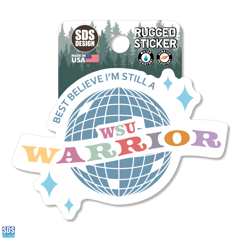 WSU Warrior Disco Ball Sticker- 3.5 inch