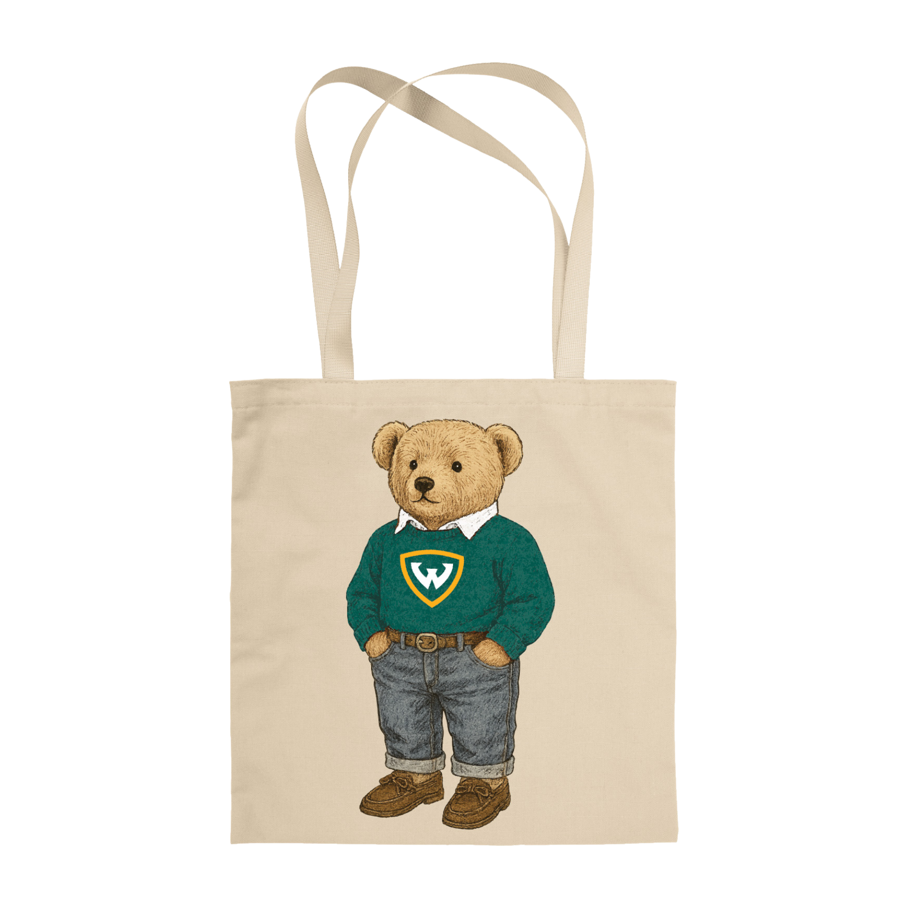 WSU Bear Slim Dyed Canvas Tote