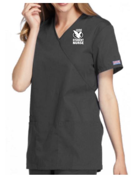 NO LONGER AVAILABLE - LCCC Nursing - Women's 3-Pocket Mock Wrap Tunic Scrub Top