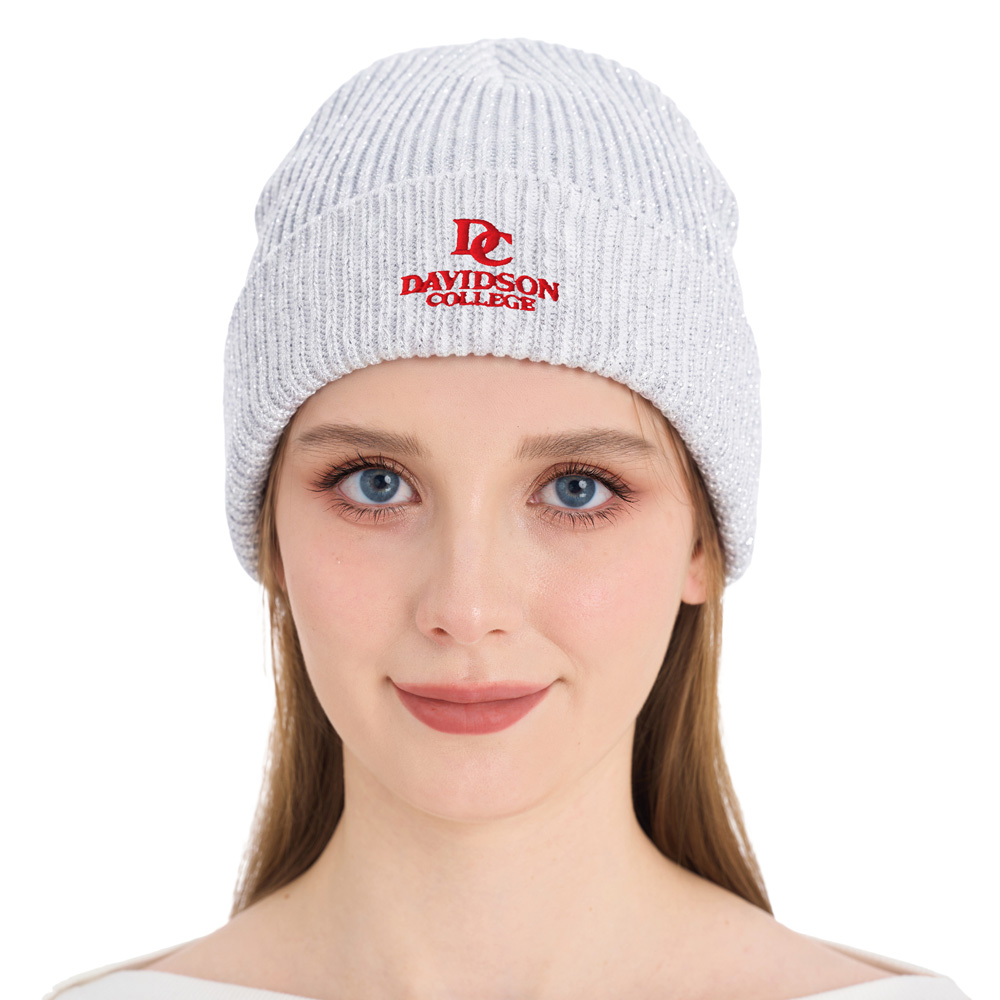 Davidson College Lurex White/Silver Beanie