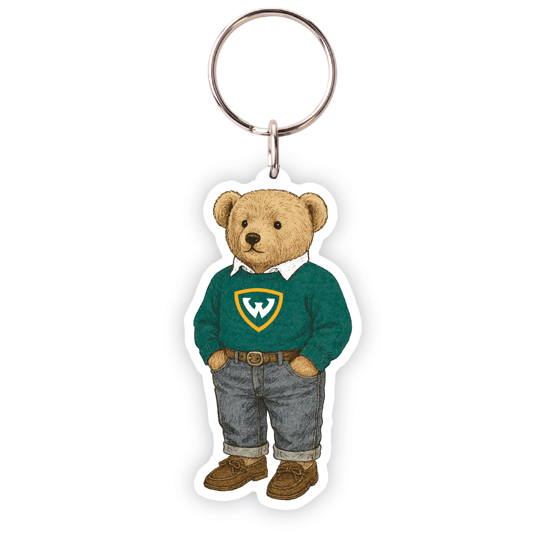 WSU Bear Reclycled Wood Keytag