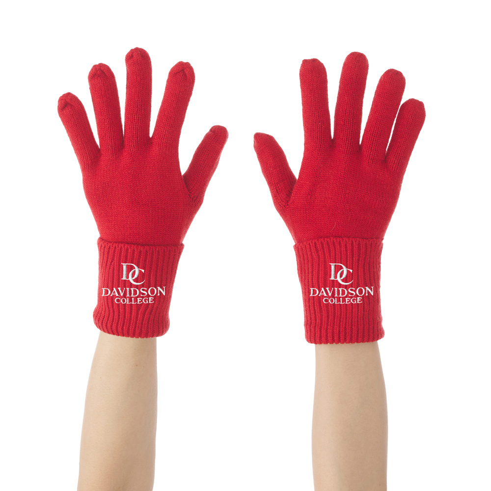 Davidson College Red Knit Gloves