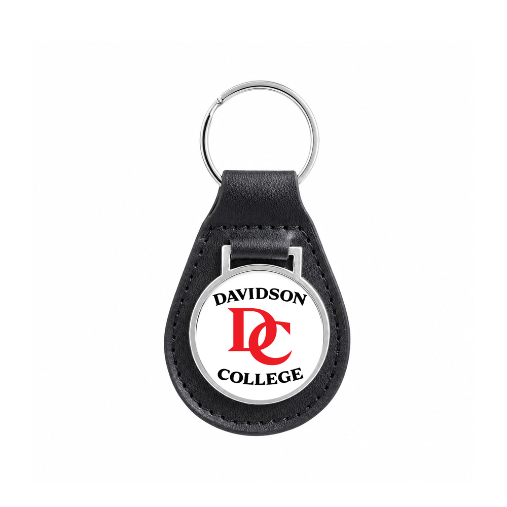 Davidson College Black Leather Key Fob