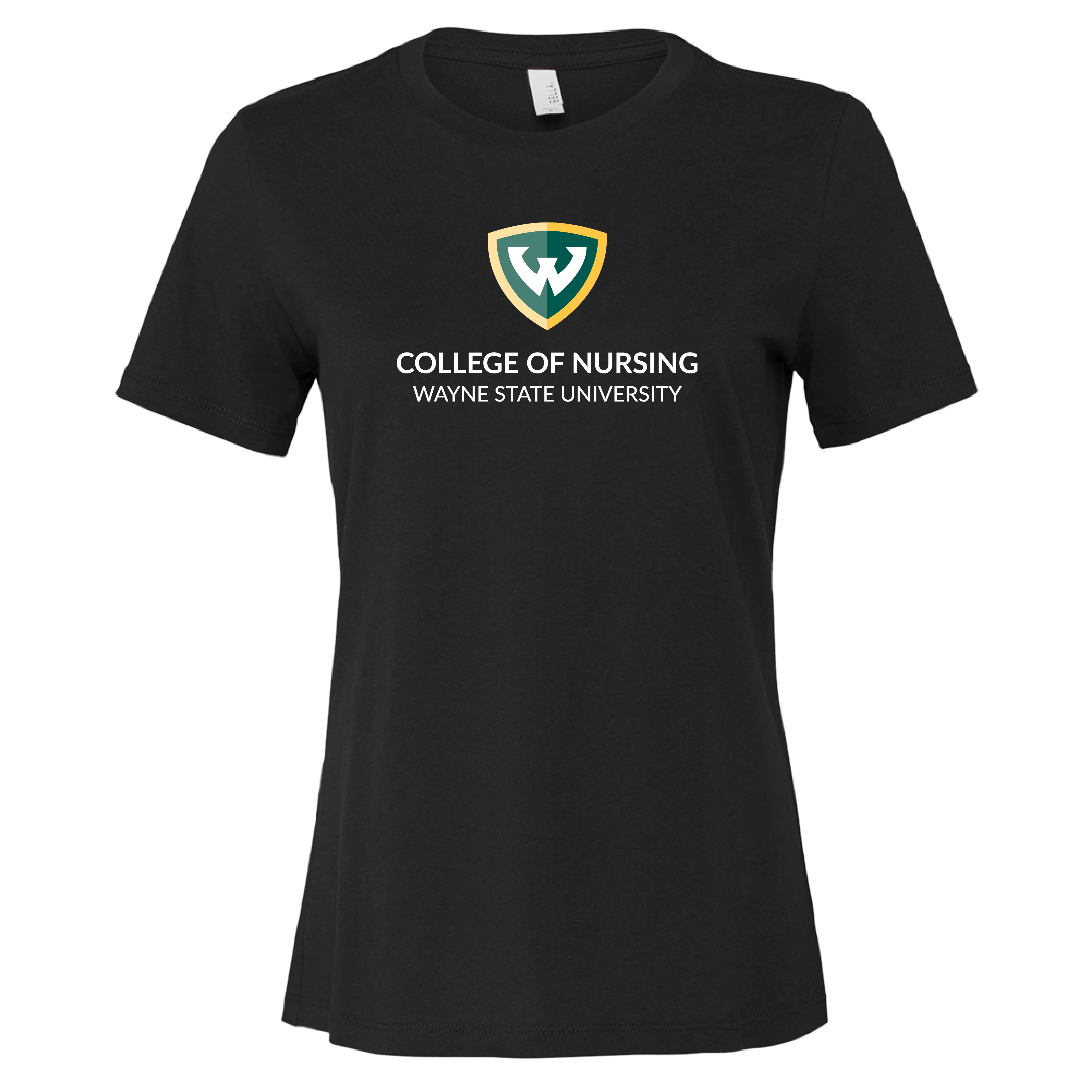 College of Nursing- WSU Shield Bella + Canvas Women's Black Relaxed Cotton Tshirt