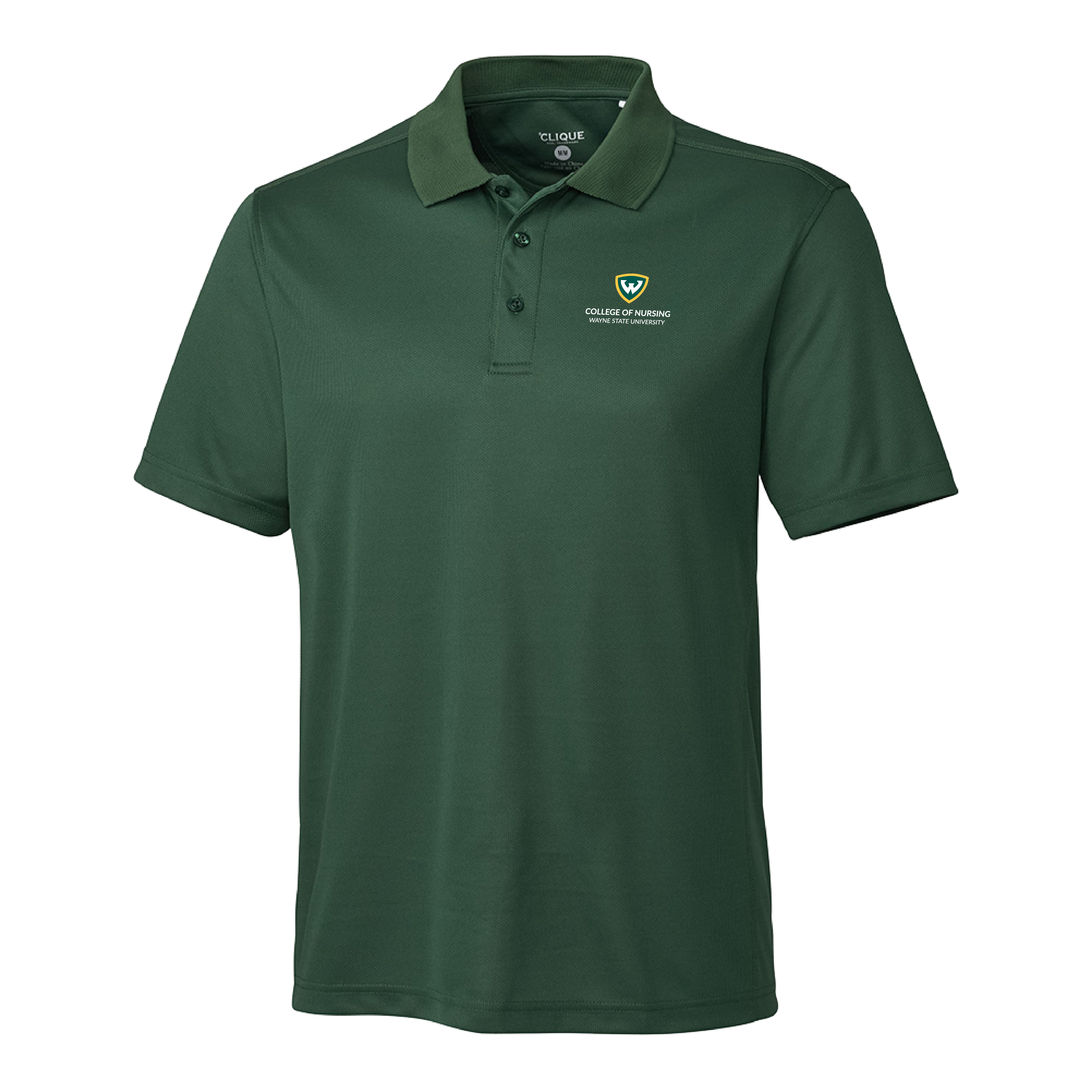 College of Nursing- WSU Shield Dark Green Clique Ice Pique Polo