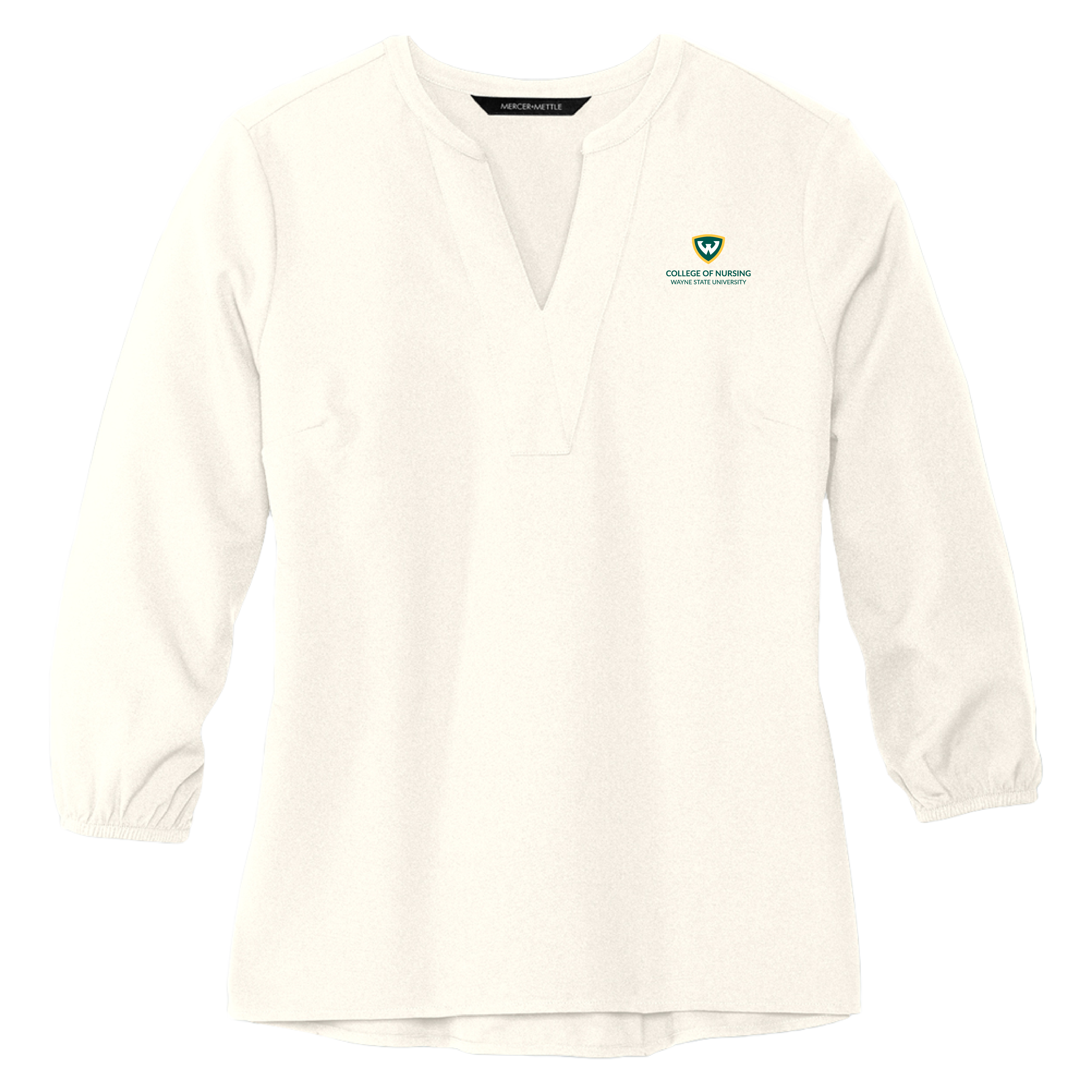 College of Nursing- WSU Shield Mercer + Mettle Women's Ivory 3/4 Sleeve Crepe Blouse