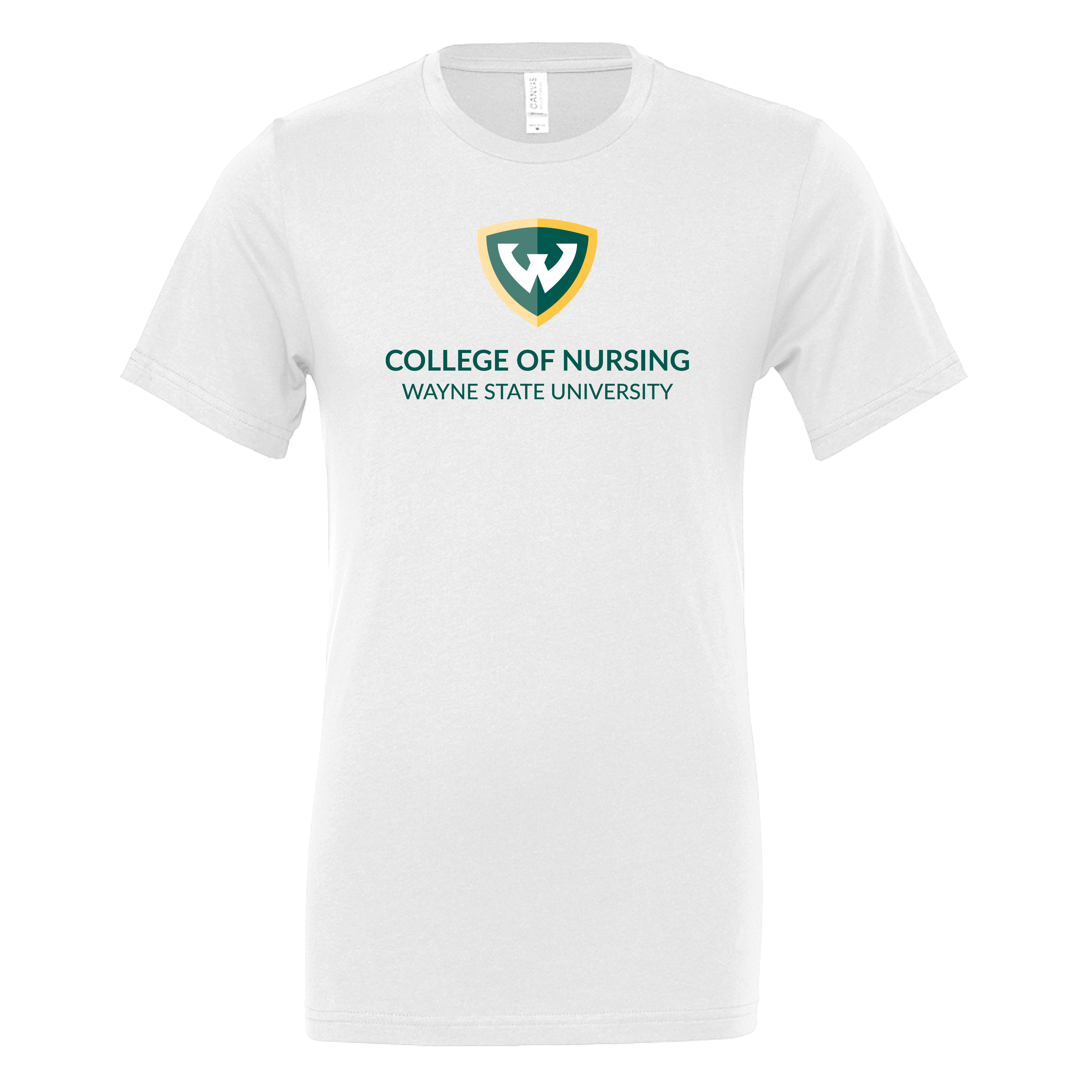 College of Nursing- WSU Shield Bella + Canvas White Jersey Cotton TShirt