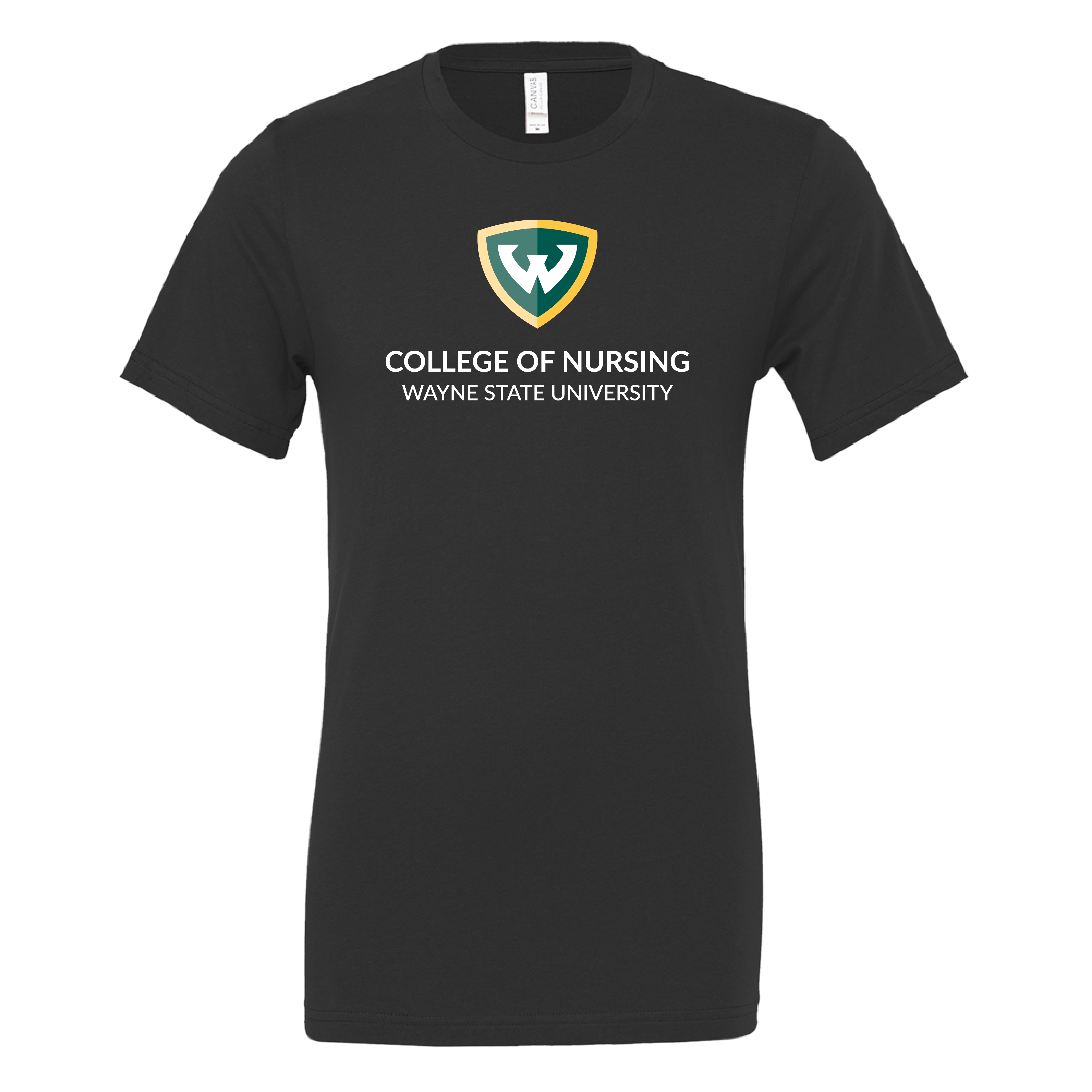 College of Nursing- WSU Shield Bella + Canvas Black Jersey Cotton TShirt