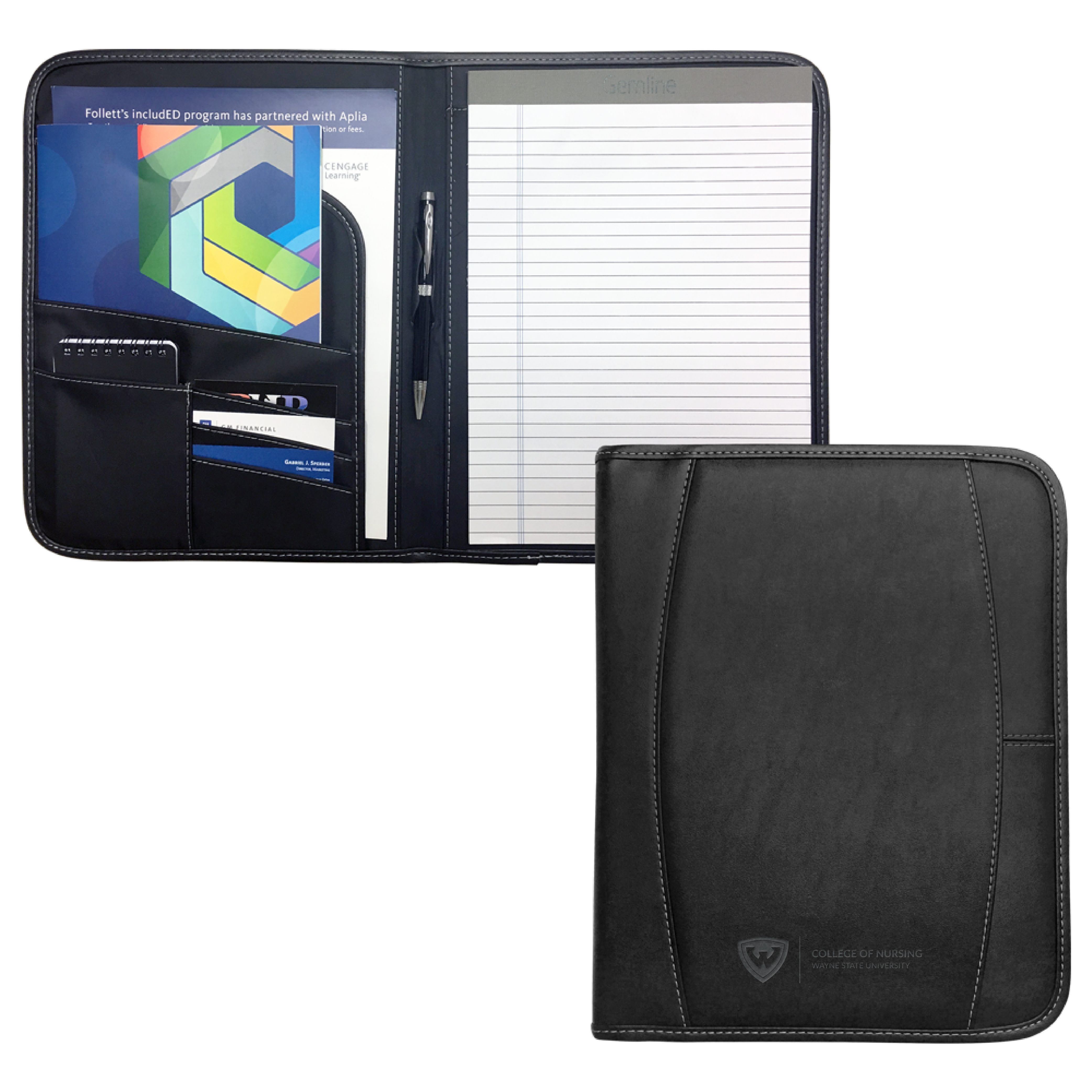 College of Nursing- WSU Shield Engraved Deluxe Black Writing Pad