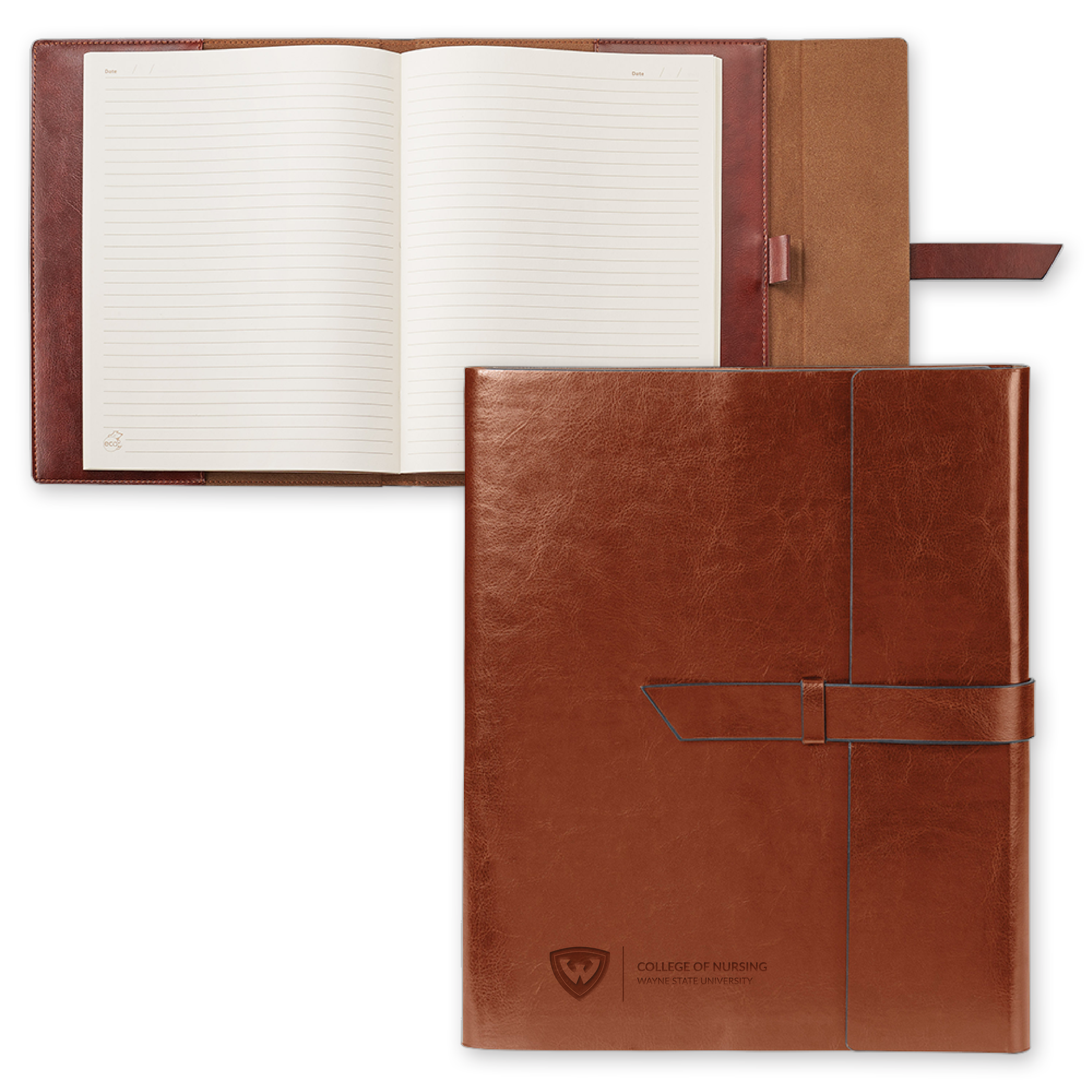 College of Nursing- WSU Shield Engraved Fabrizio Brown Portfolio w/Loop Closure