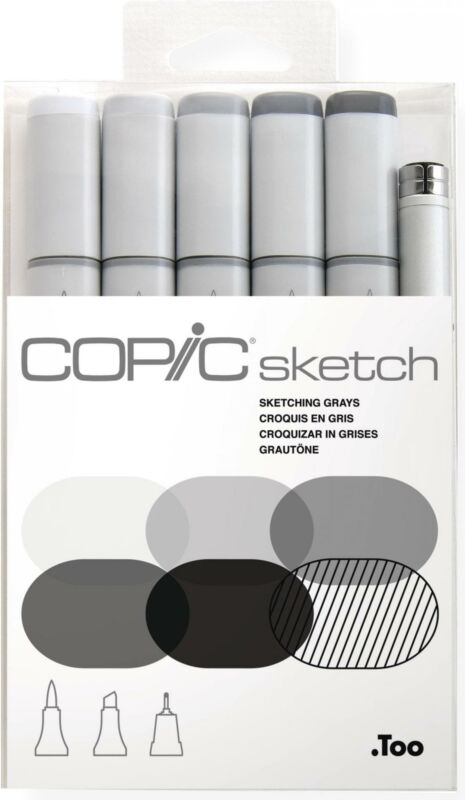 Copic Sketch 6 Piece Set Sketching Grays
