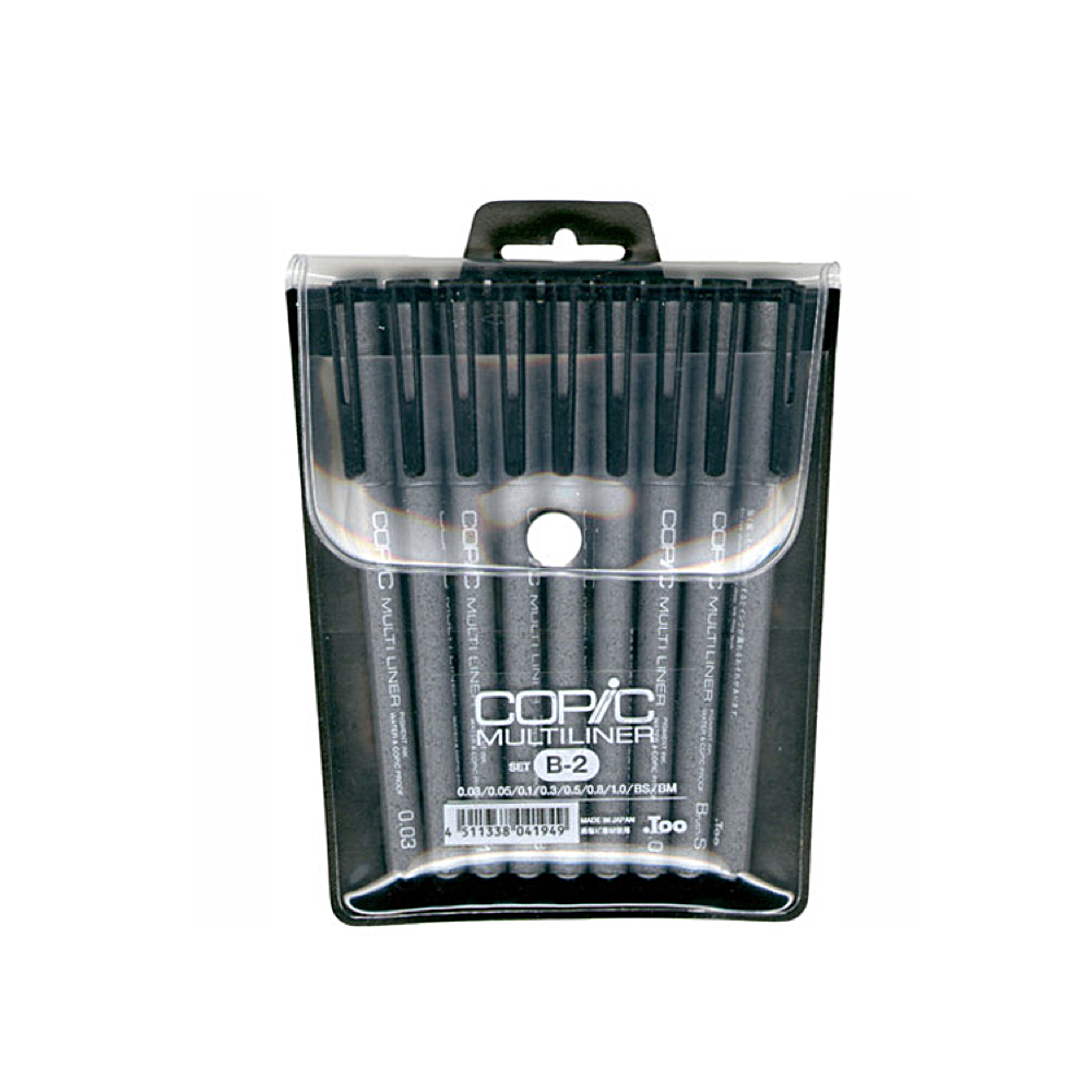 Copic Multiliner Set B-2, 9-Piece, Black