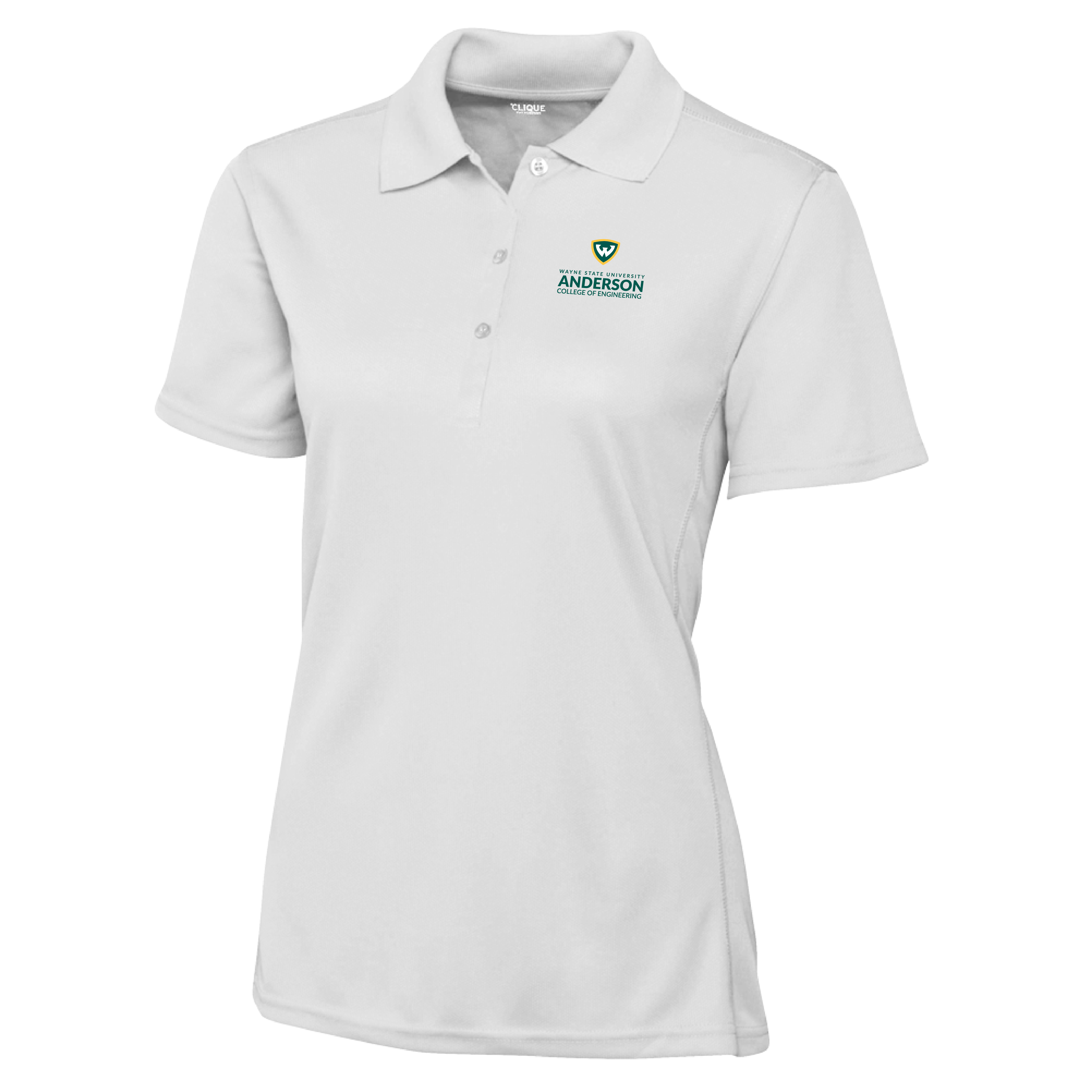 Anderson College of Engineering- WSU Shield Women's White Clique Ice Pique Polo