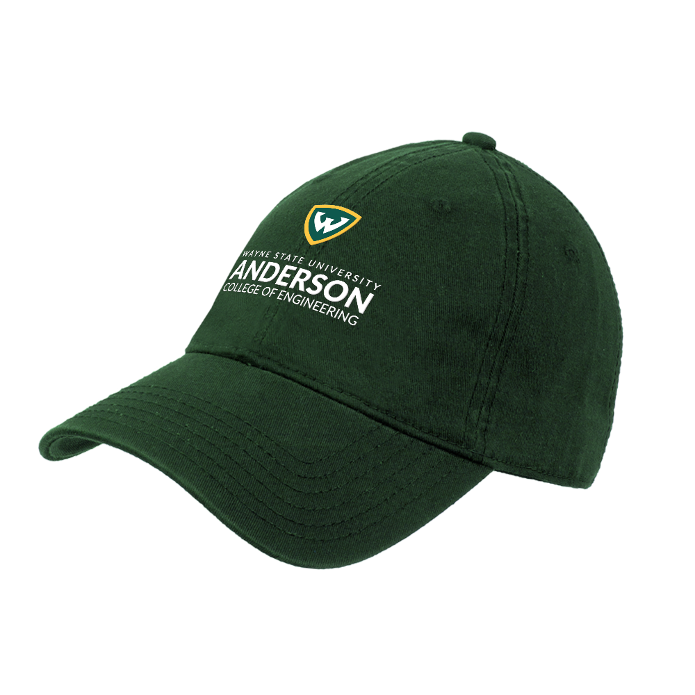 Anderson College of Engineering- WSU Shield Dark Green Unstructured Adjustable Low Profile Hat