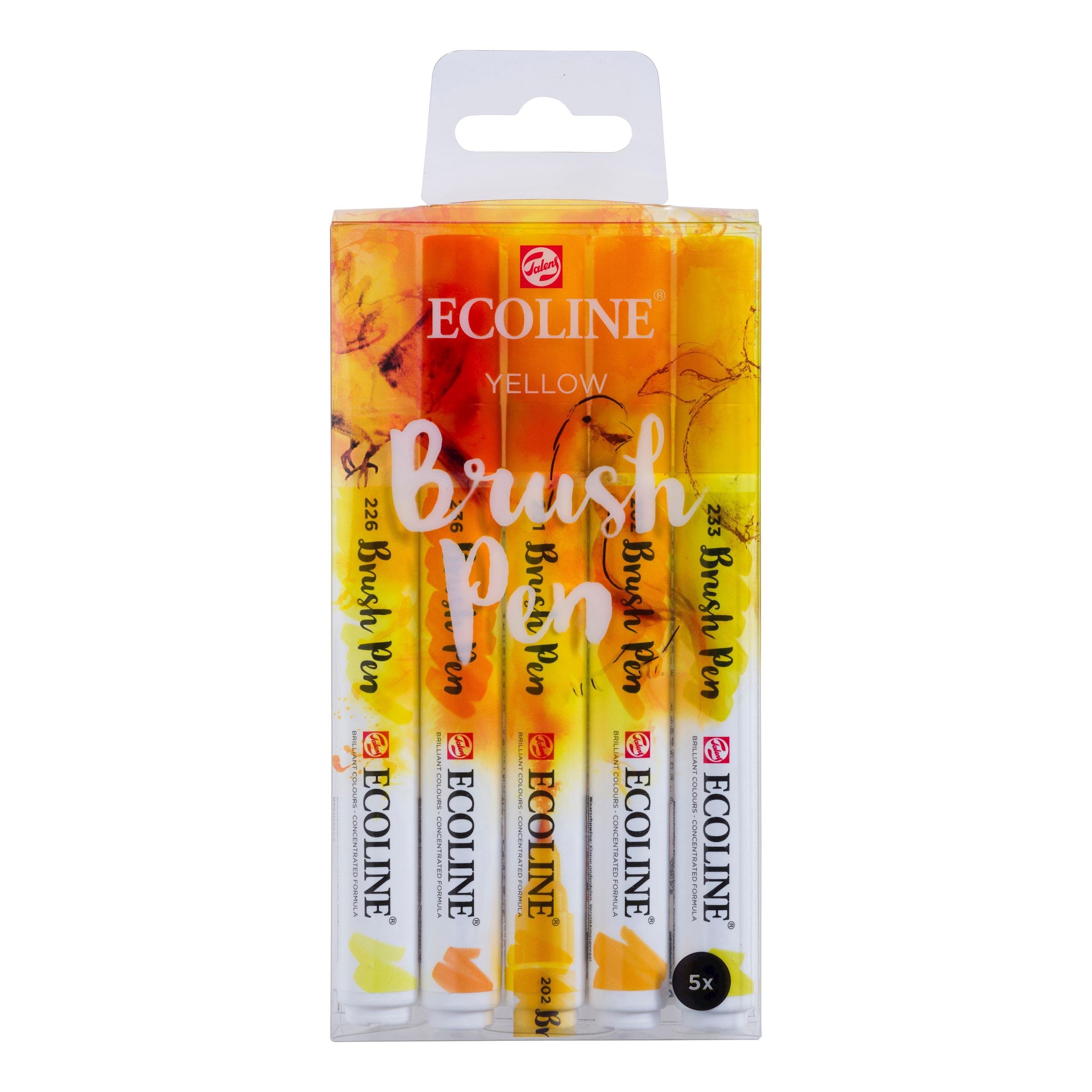 Ecoline Brush Pen Set, 5-Piece, Yellow Hues