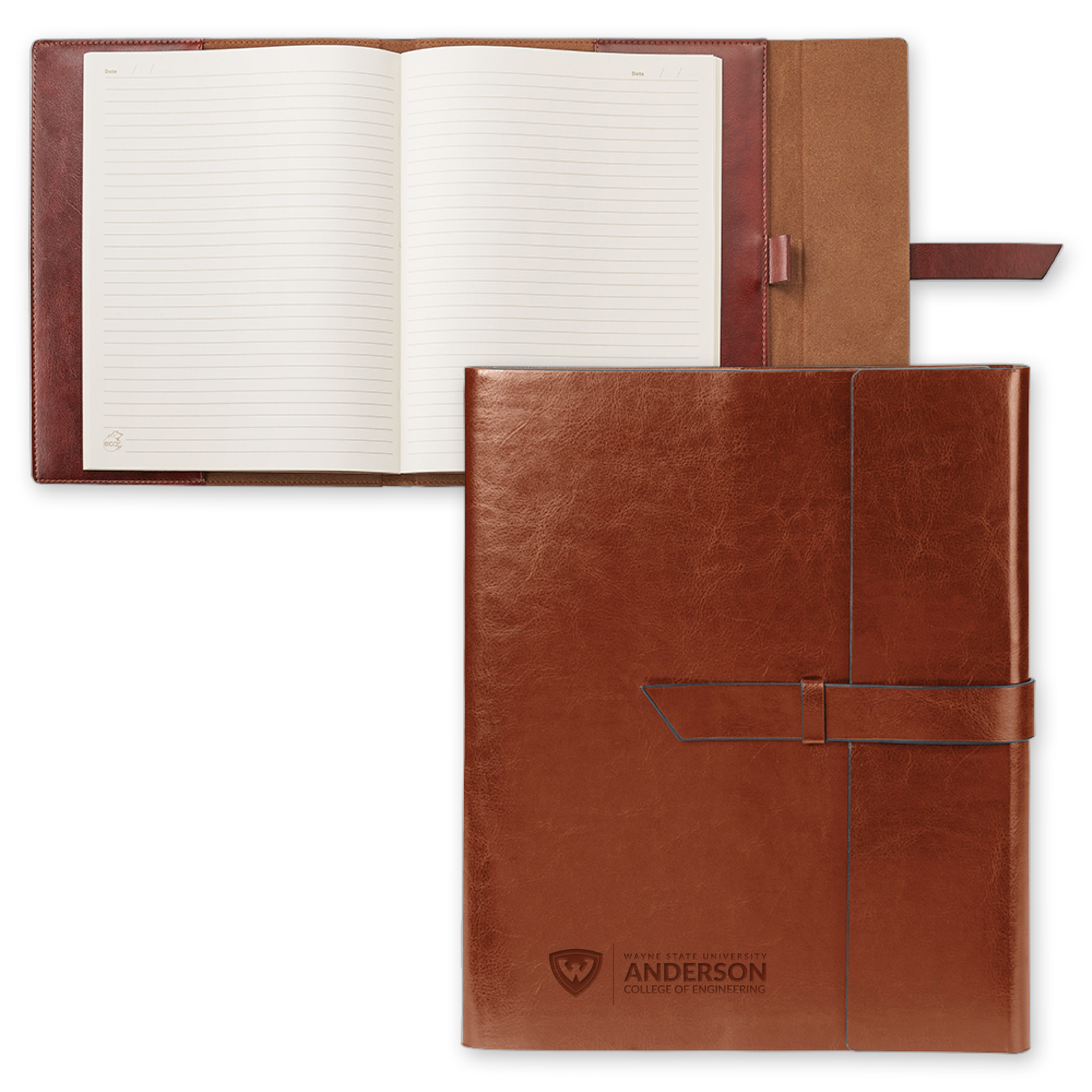 Anderson College of Engineering- WSU Shield Engraved Fabrizio Brown Portfolio w/Loop Closure