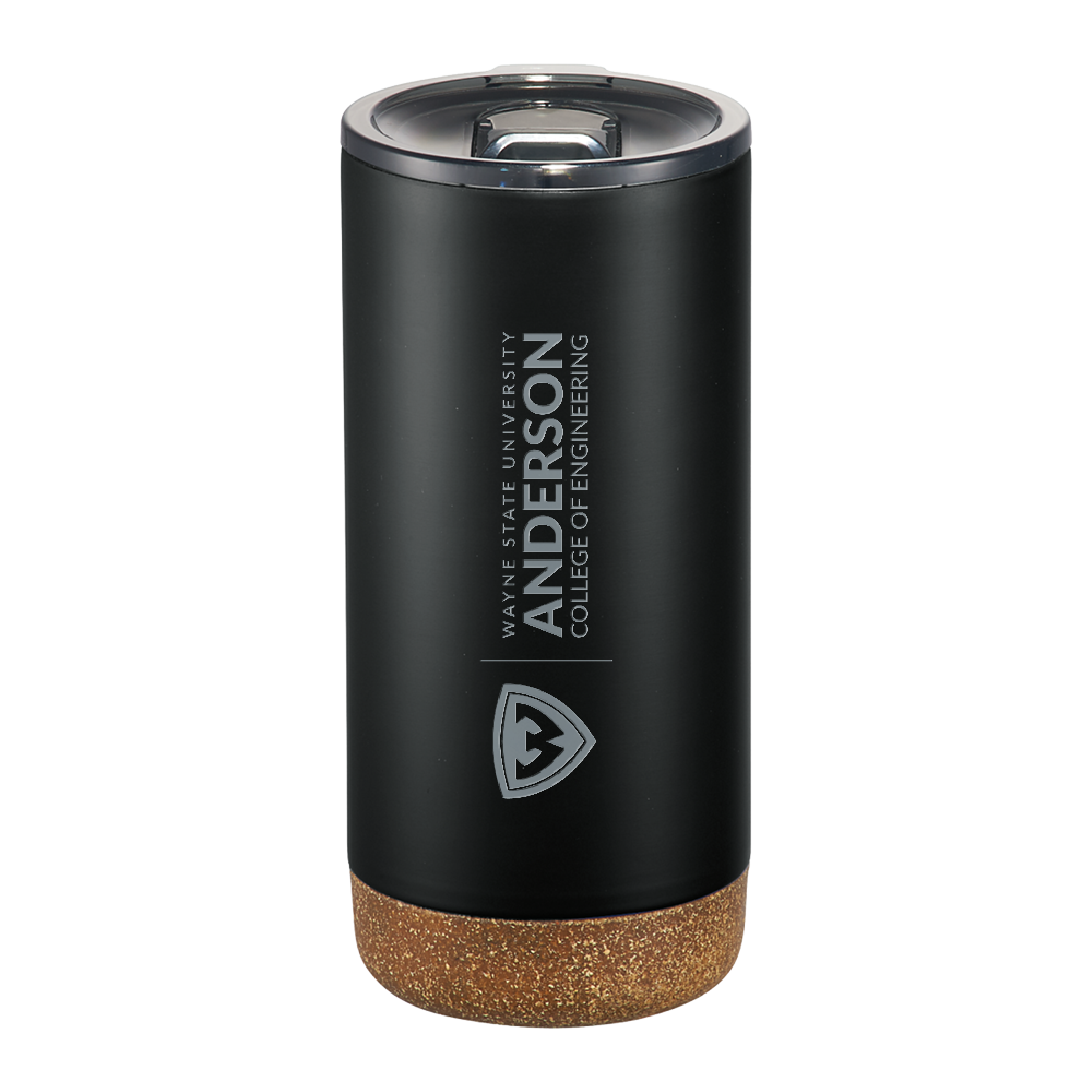 Anderson College of Engineering- WSU Shield Engraved Valhalla Vacuum Insulated Black Tumbler 16oz