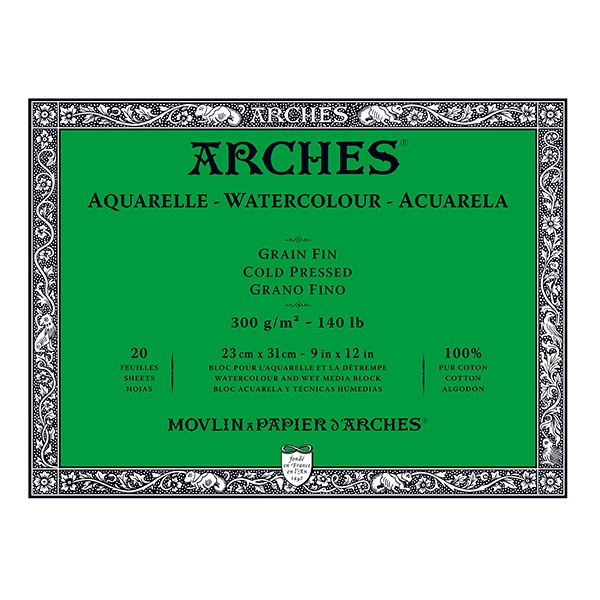 Arches Watercolor Block, 9"x12", Cold Pressed