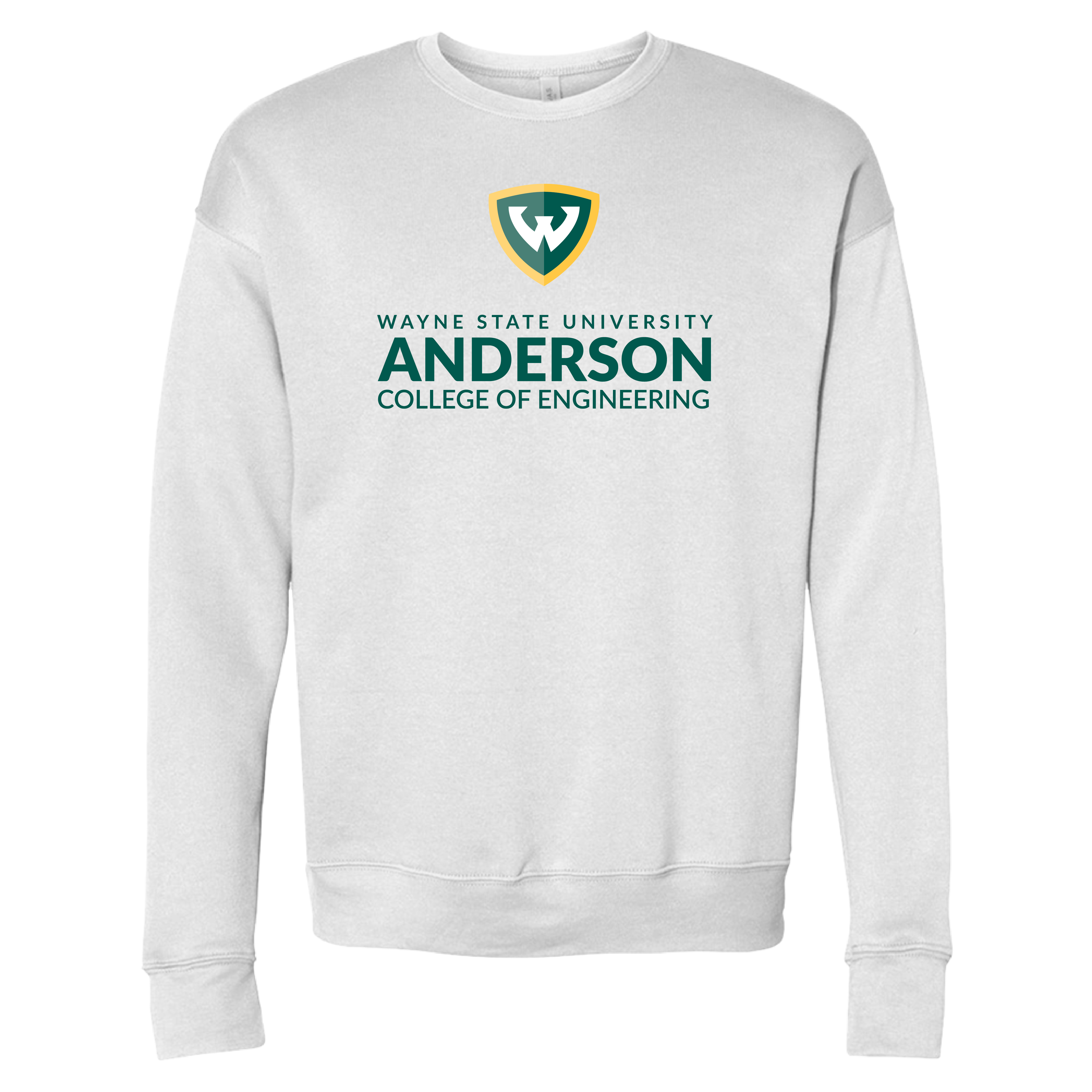 Anderson College of Engineering- WSU Shield Bella + Canvas White Fleece Crew Sweatshirt