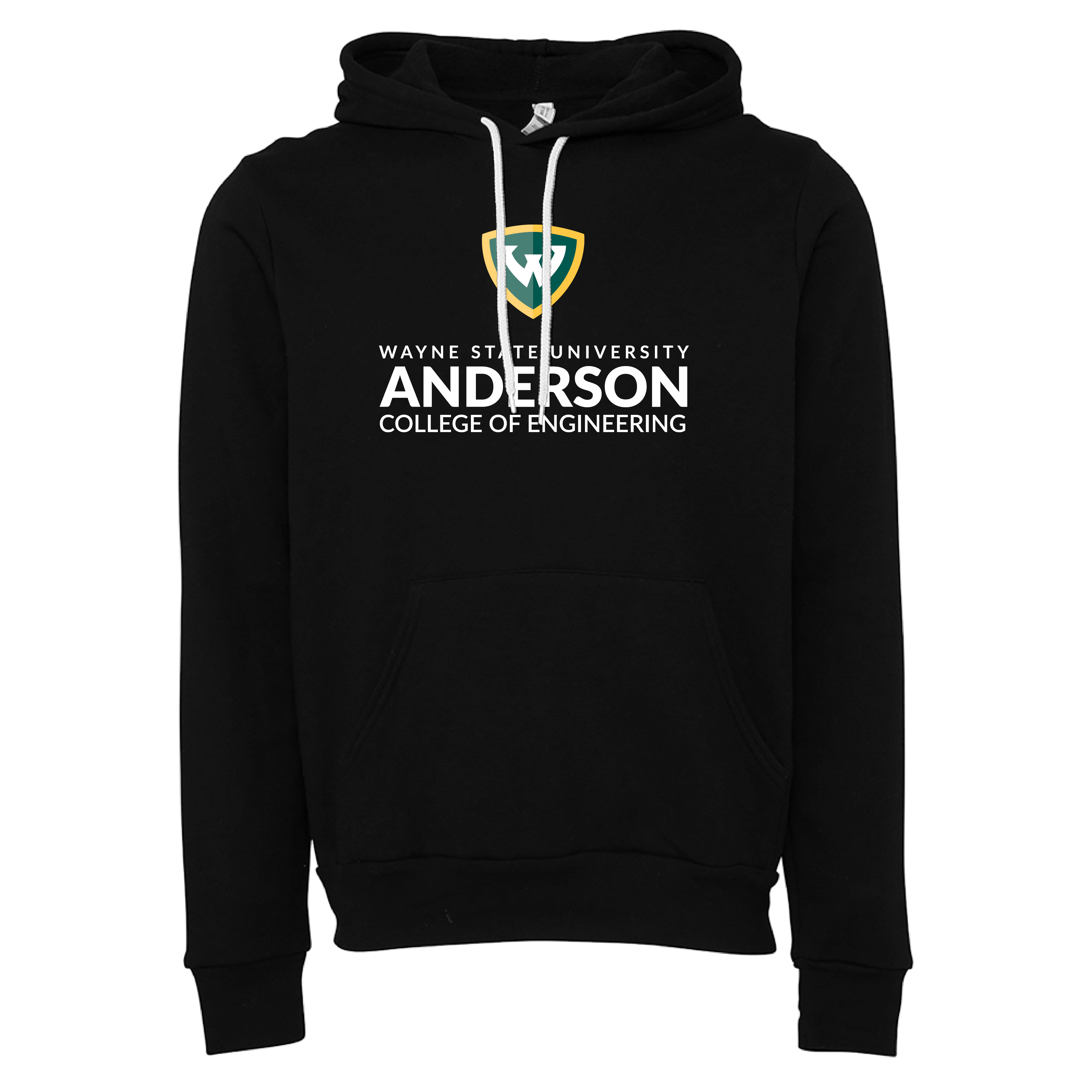 Anderson College of Engineering- WSU Shield Bella + Canvas Black Fleece Hooded Sweatshirt