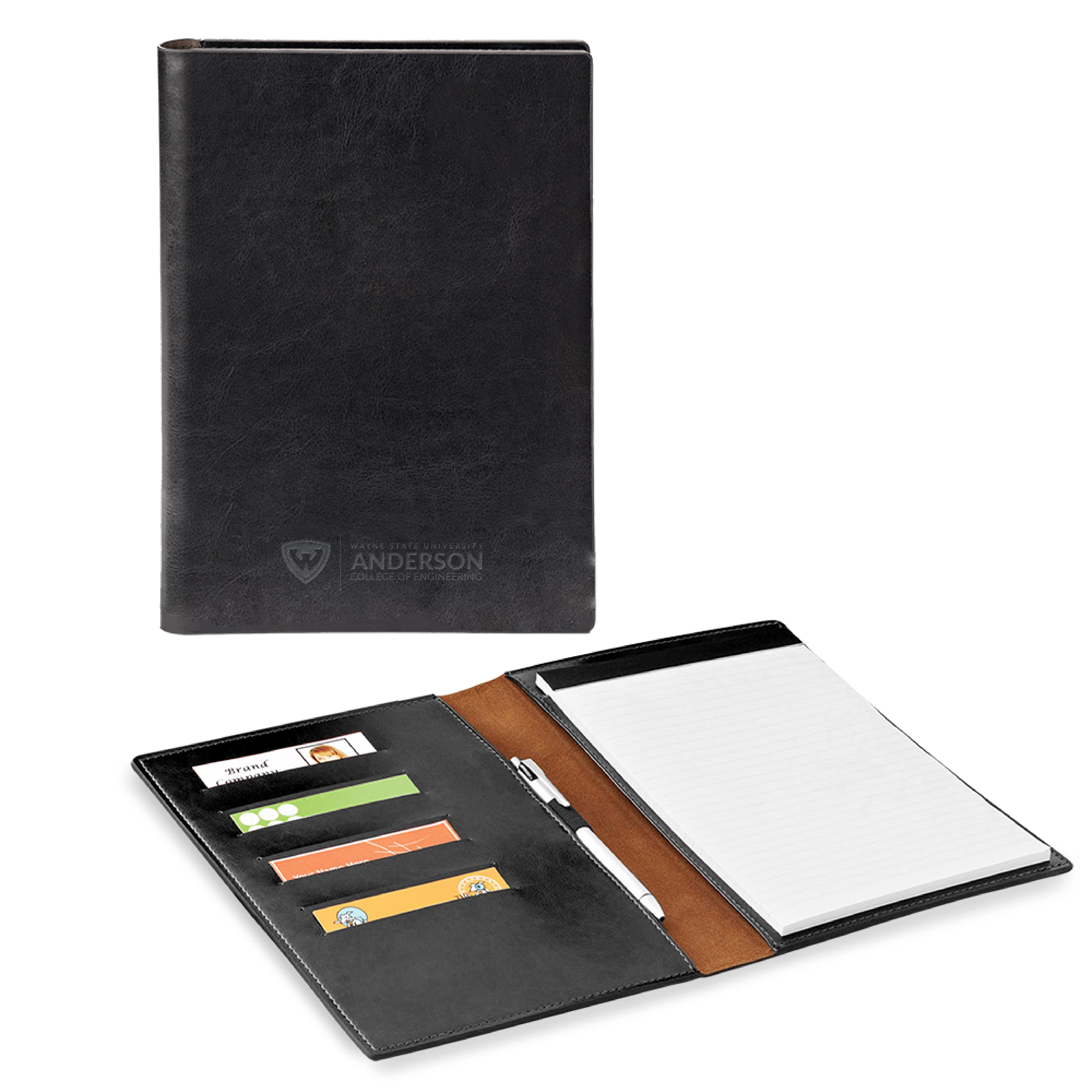 Anderson College of Engineering- WSU Shield Engraved Fabrizio Black Padfolio