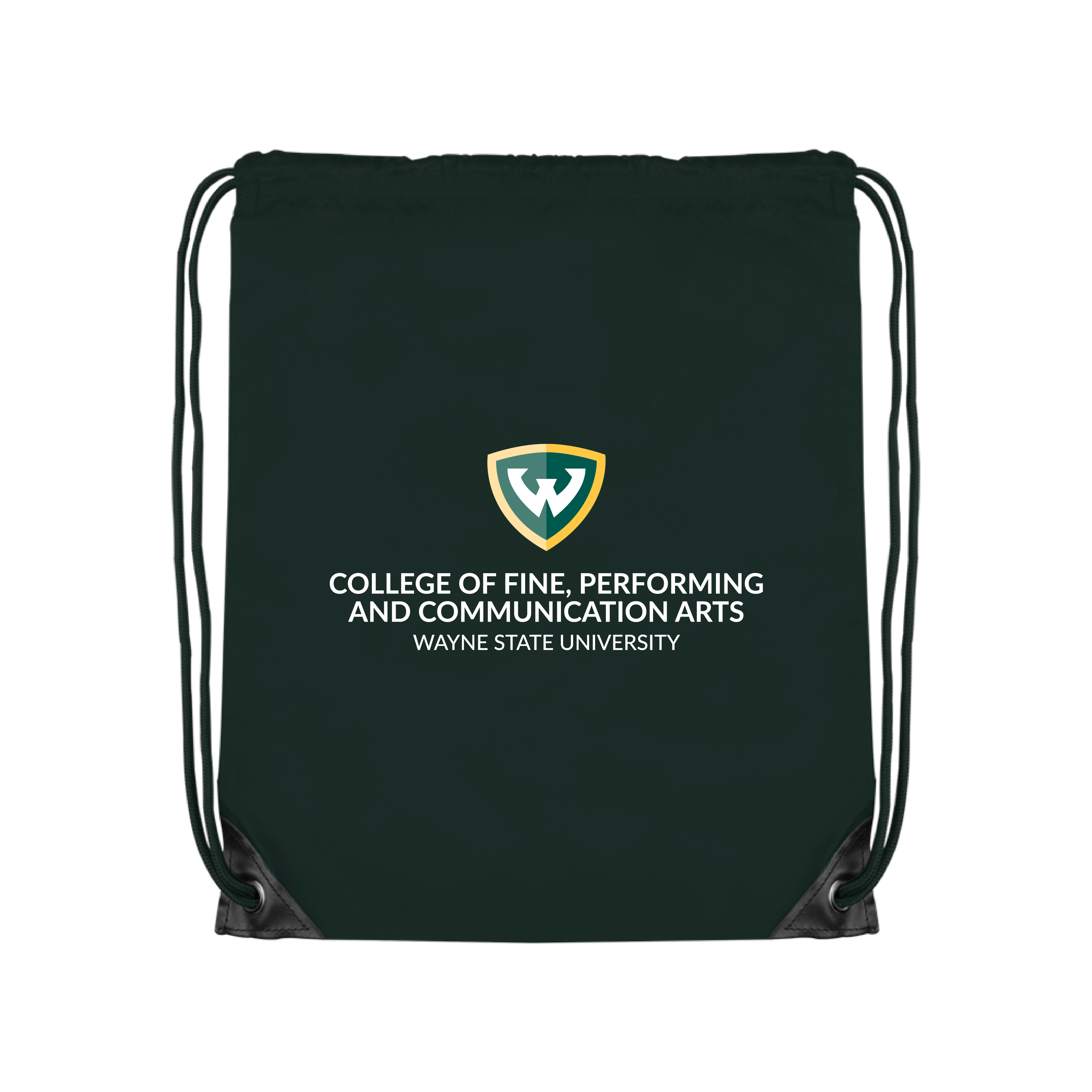 College Of Fine, Performing And Communication Arts- WSU Shield Dark Green Drawstring Backpack