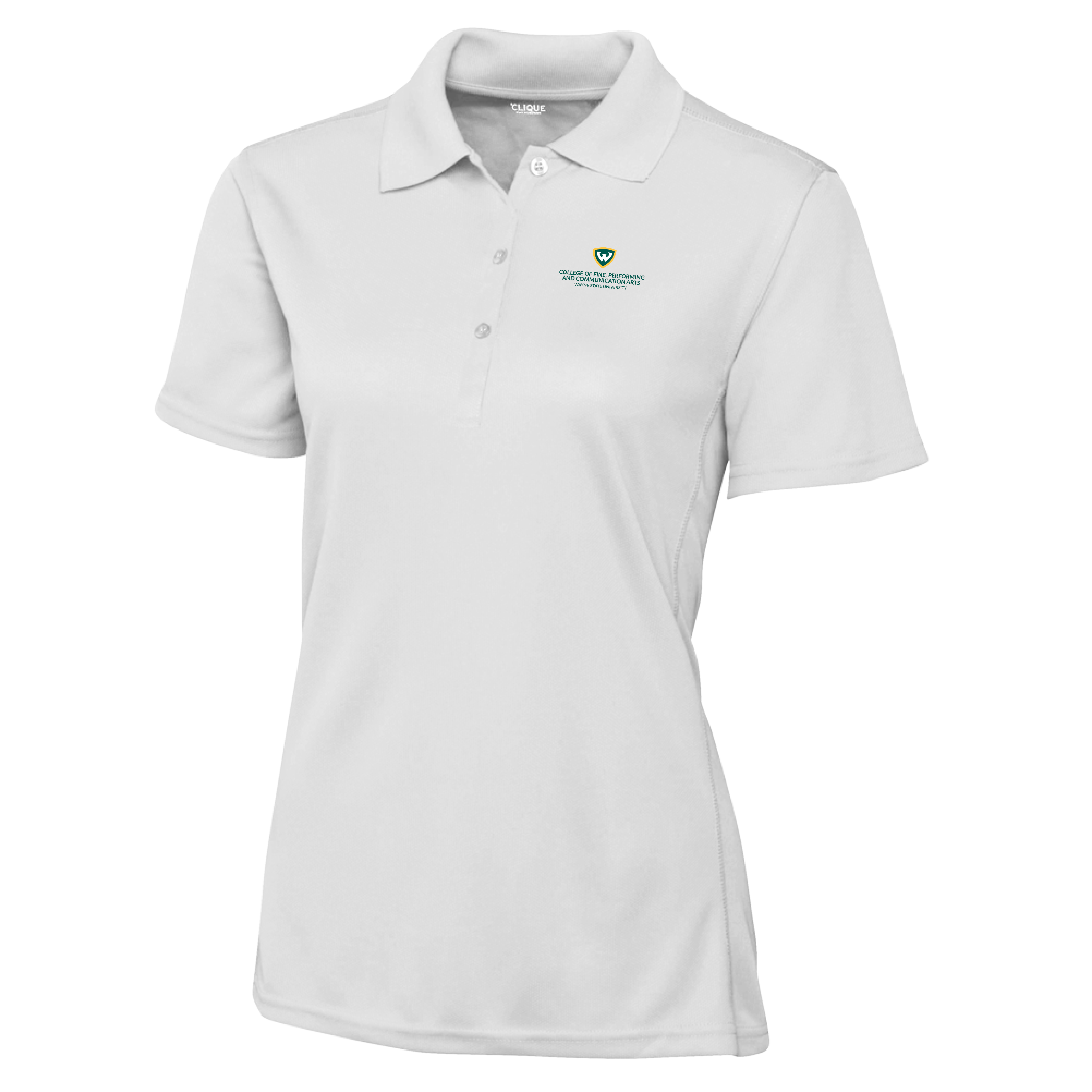 College Of Fine, Performing And Communication Arts- Women's White Clique Ice Pique Polo
