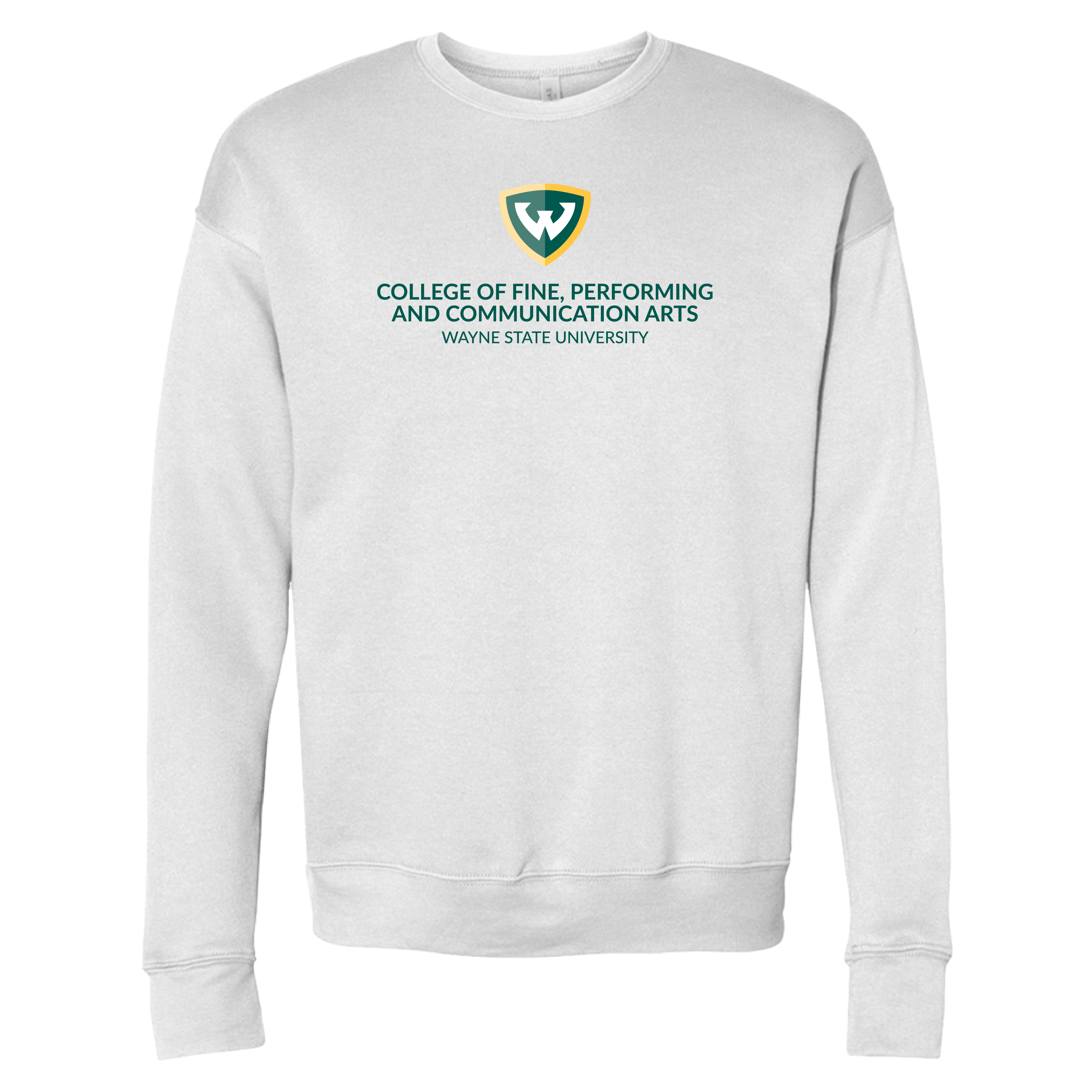 College Of Fine, Performing And Communication Arts- Bella + Canvas White Fleece Crew Sweatshirt