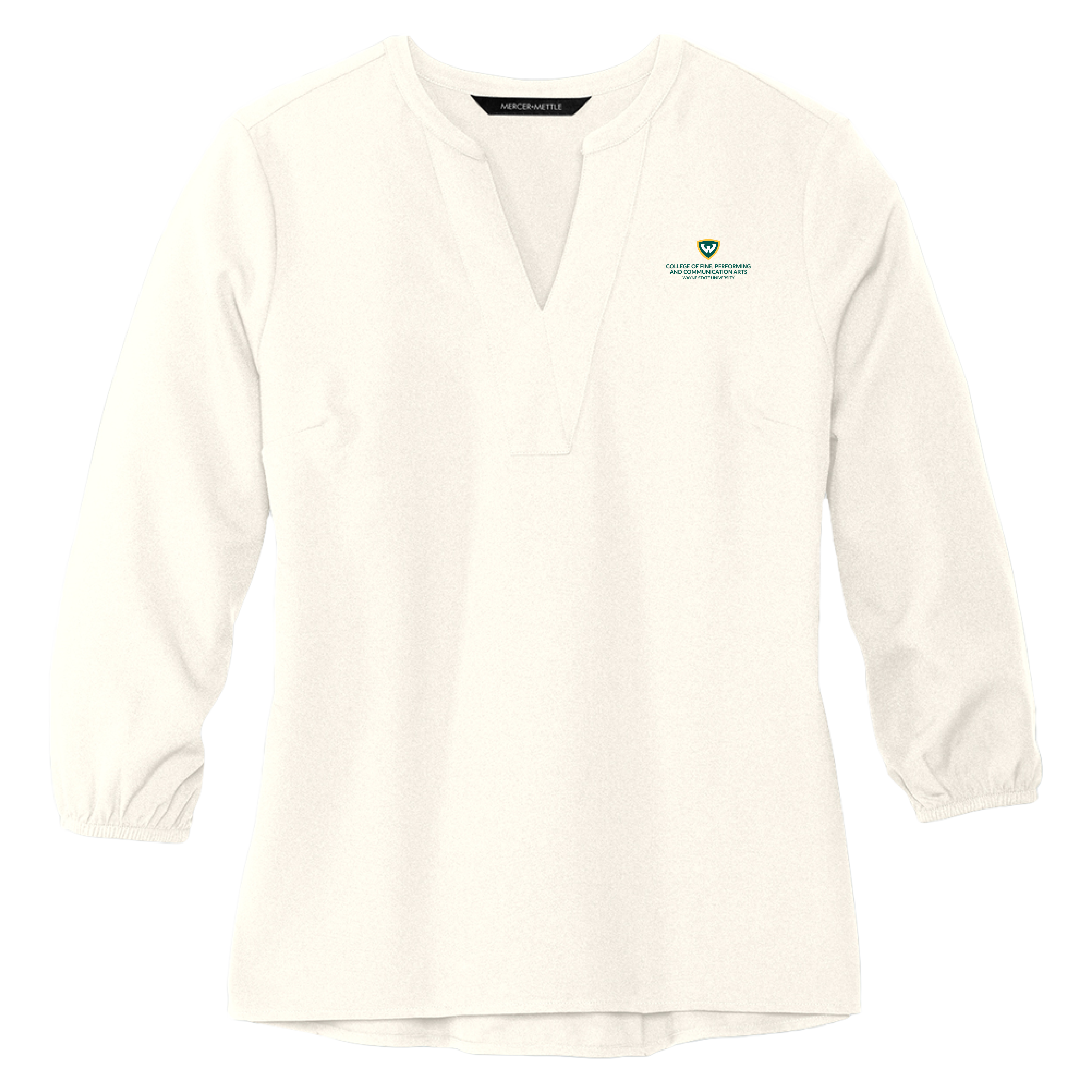 College Of Fine, Performing And Communication Arts- Women's Ivory 3/4 Sleeve Crepe Blouse