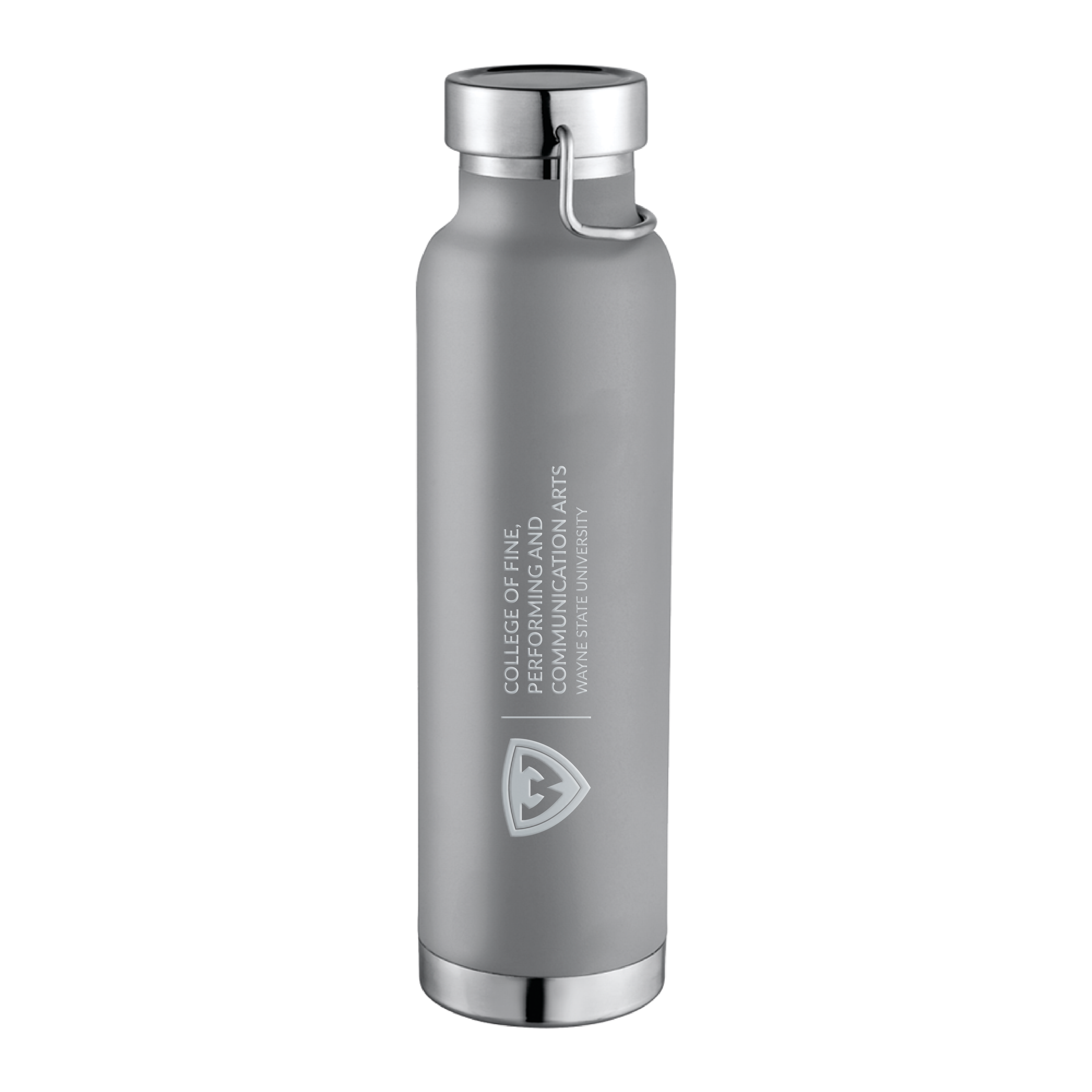 College Of Fine, Performing, Communication Arts- Engraved Vacuum Insulated Grey Bottle 22oz