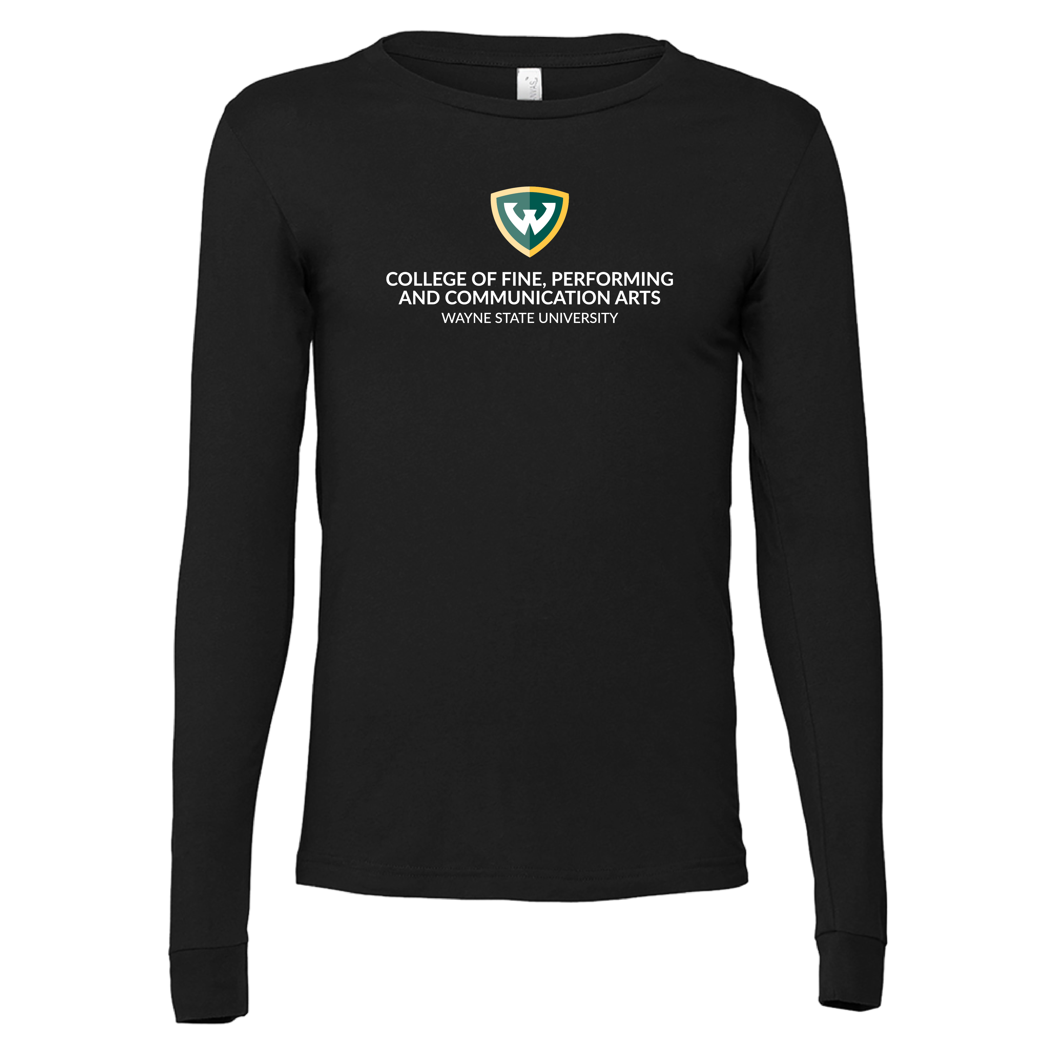 College Of Fine, Performing And Communication Arts- Bella + Canvas Black Jersey Cotton LS TShirt