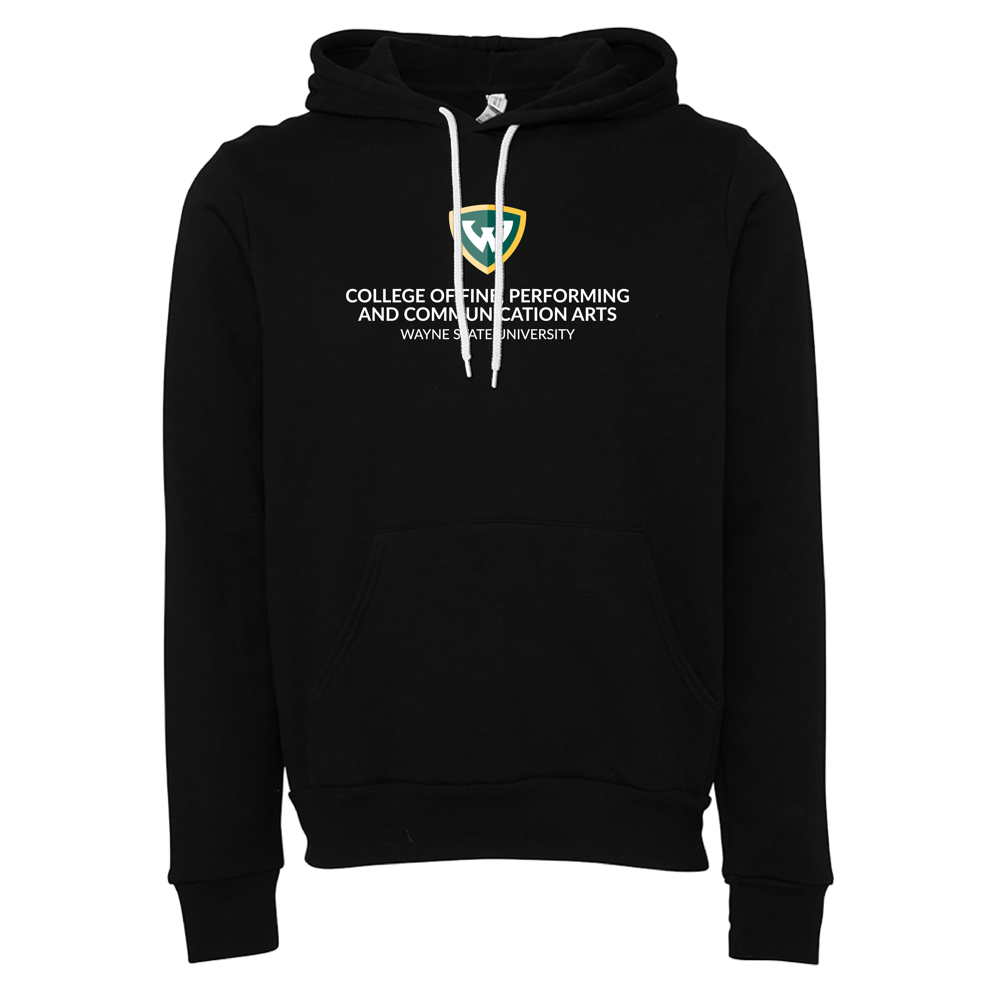 College Of Fine, Performing, Communication Arts- Bella + Canvas Black Fleece Hooded Sweatshirt