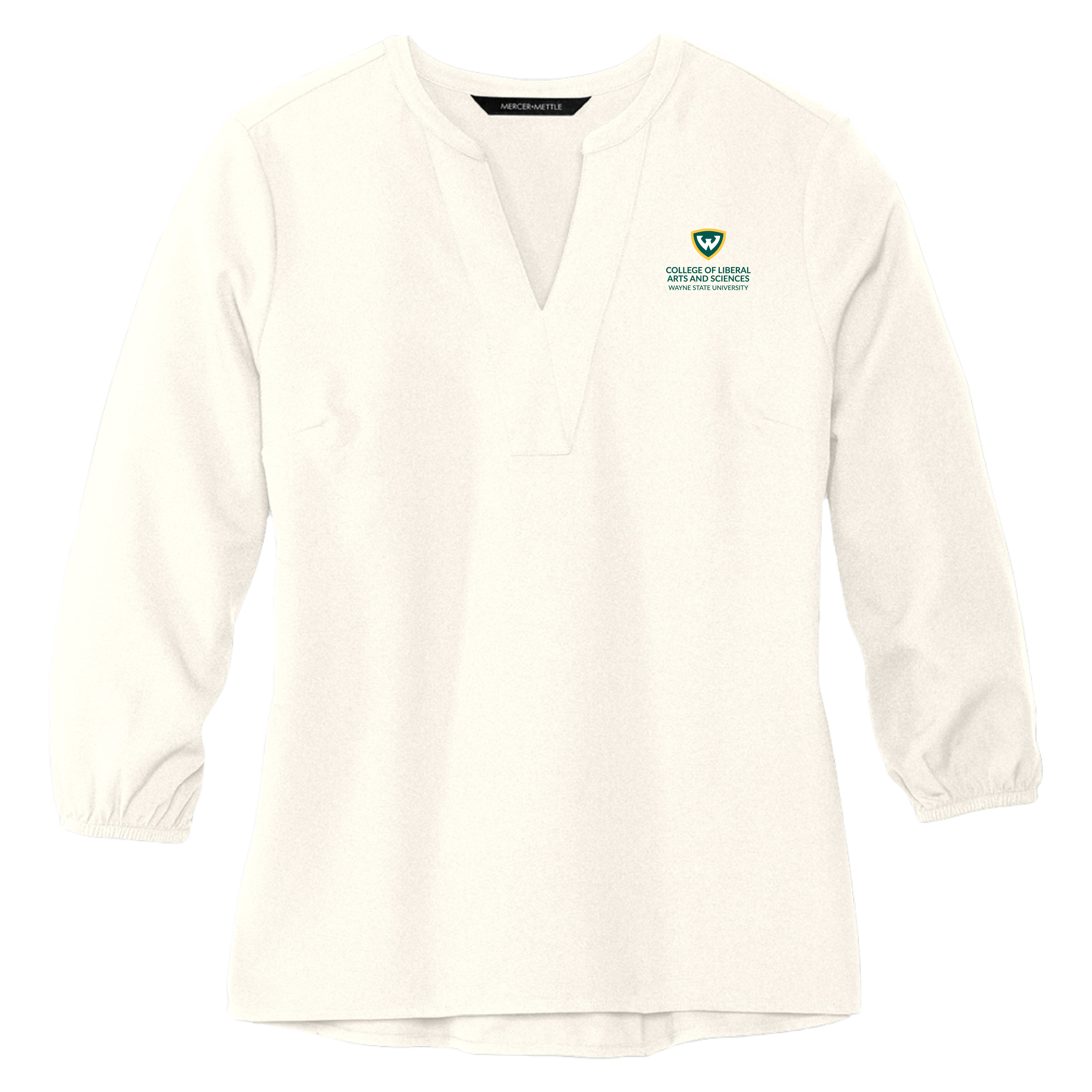 College of Liberal Arts and Sciences- Mercer + Mettle Women's Ivory 3/4 Sleeve Crepe Blouse