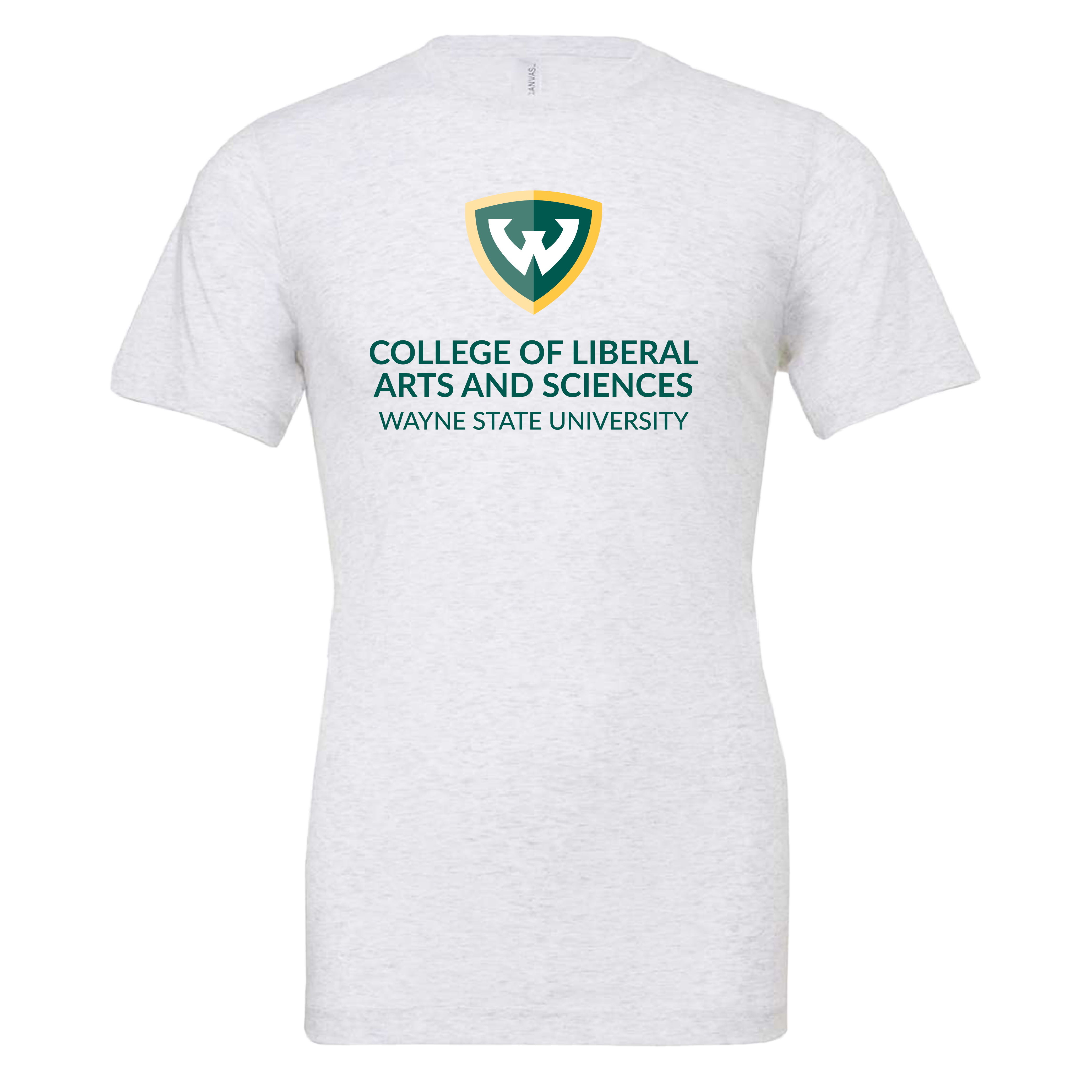 College of Liberal Arts and Sciences- WSU Shield Bella + Canvas Ash Grey Jersey Cotton TShirt