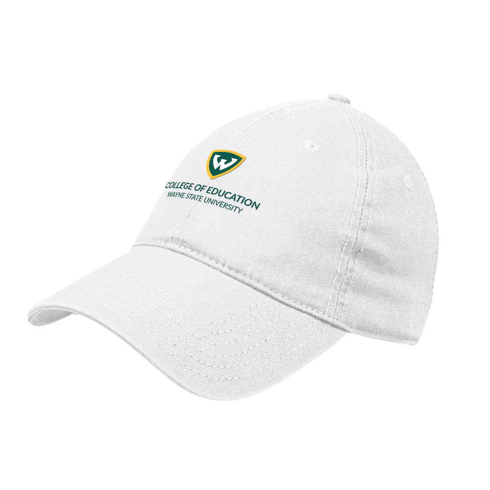 College of Education- WSU Shield White Unstructured Adjustable Low Profile Hat