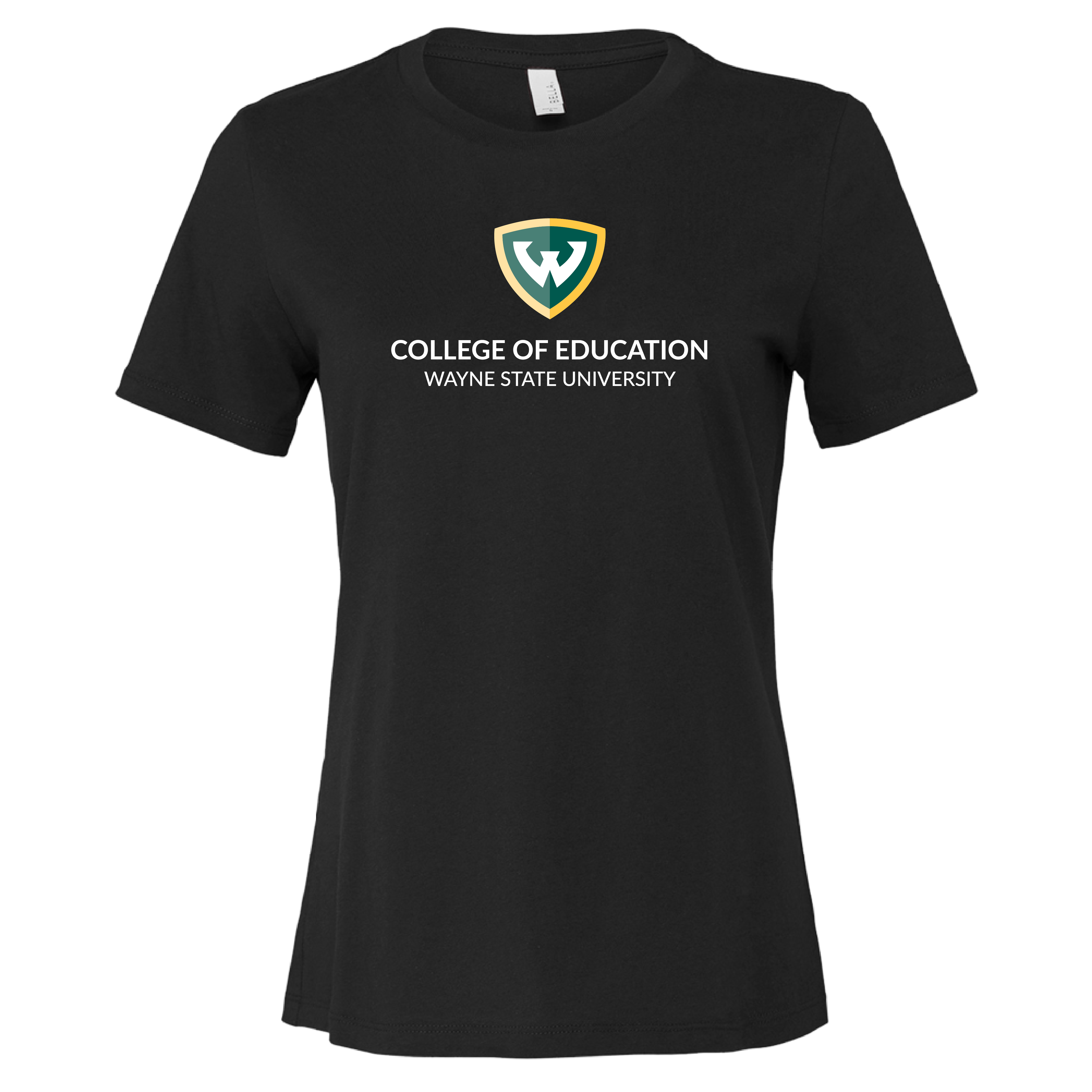 College of Education- WSU Shield Bella + Canvas Women's Black Relaxed Cotton Tshirt