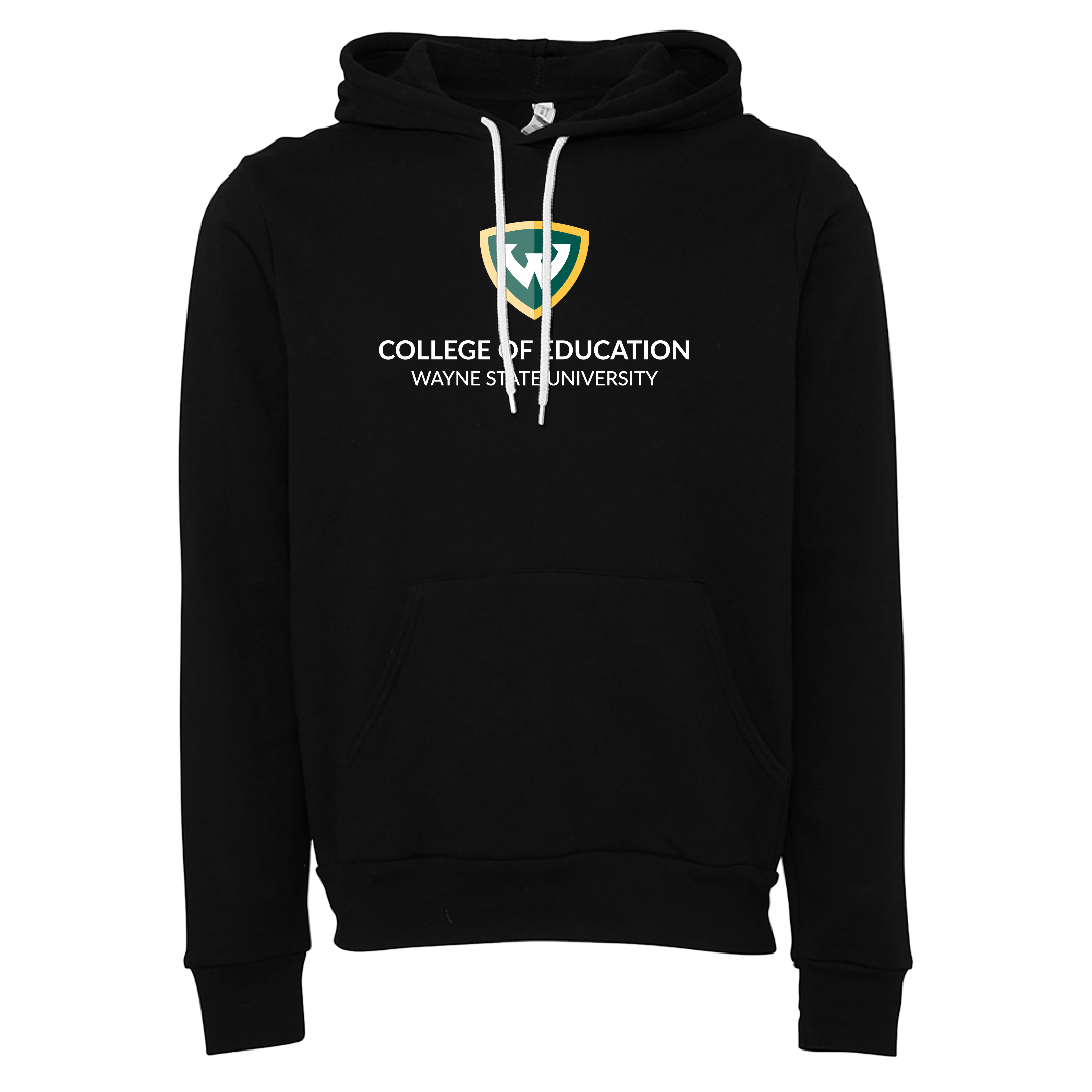 College of Education- WSU Shield Bella + Canvas Black Fleece Hooded Sweatshirt
