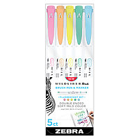 Zebra Mildliner Brush Markers, 5-Count