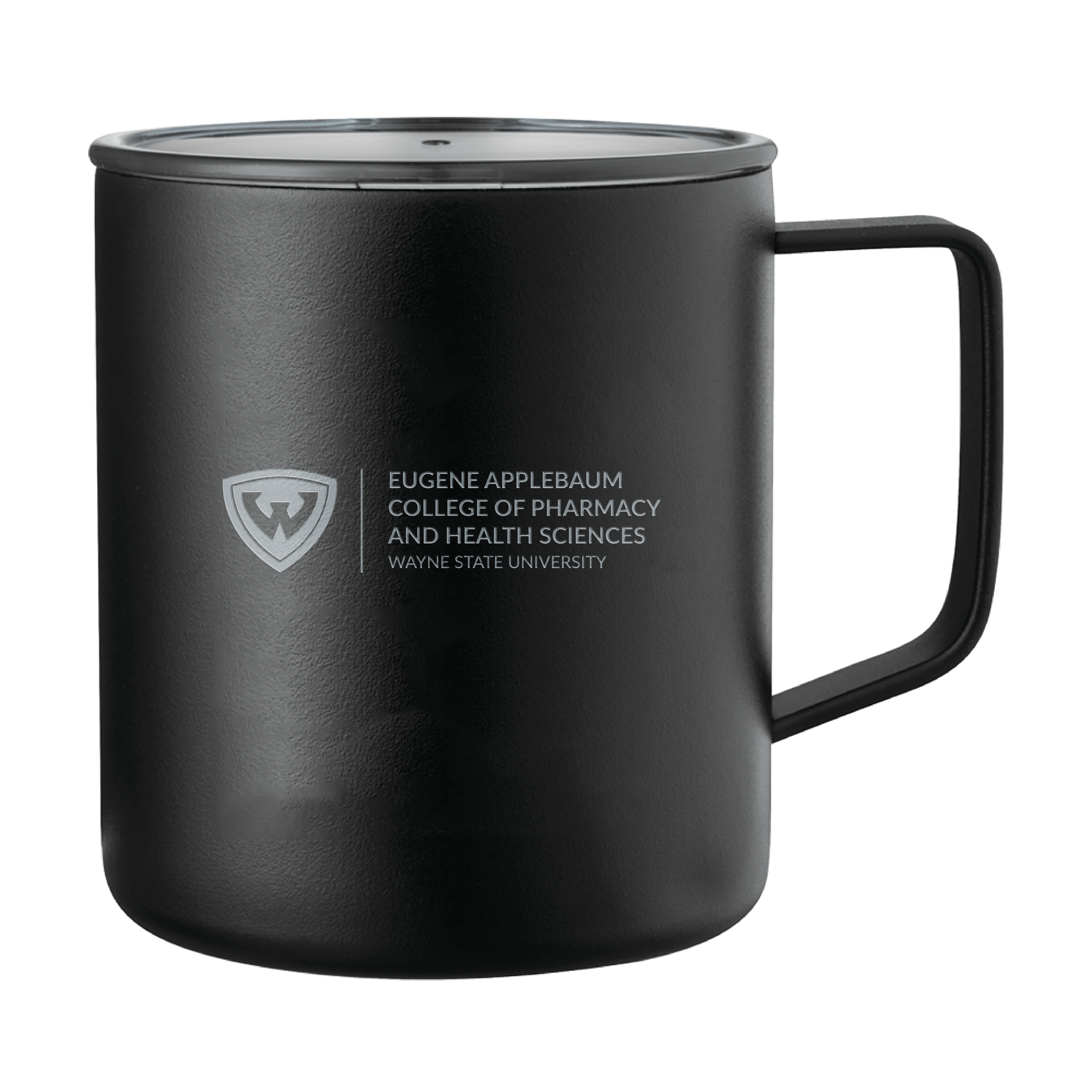 College of Pharmacy and Health Sciences- WSU Engraved Camp Vacuum Insulated Black Mug 14oz