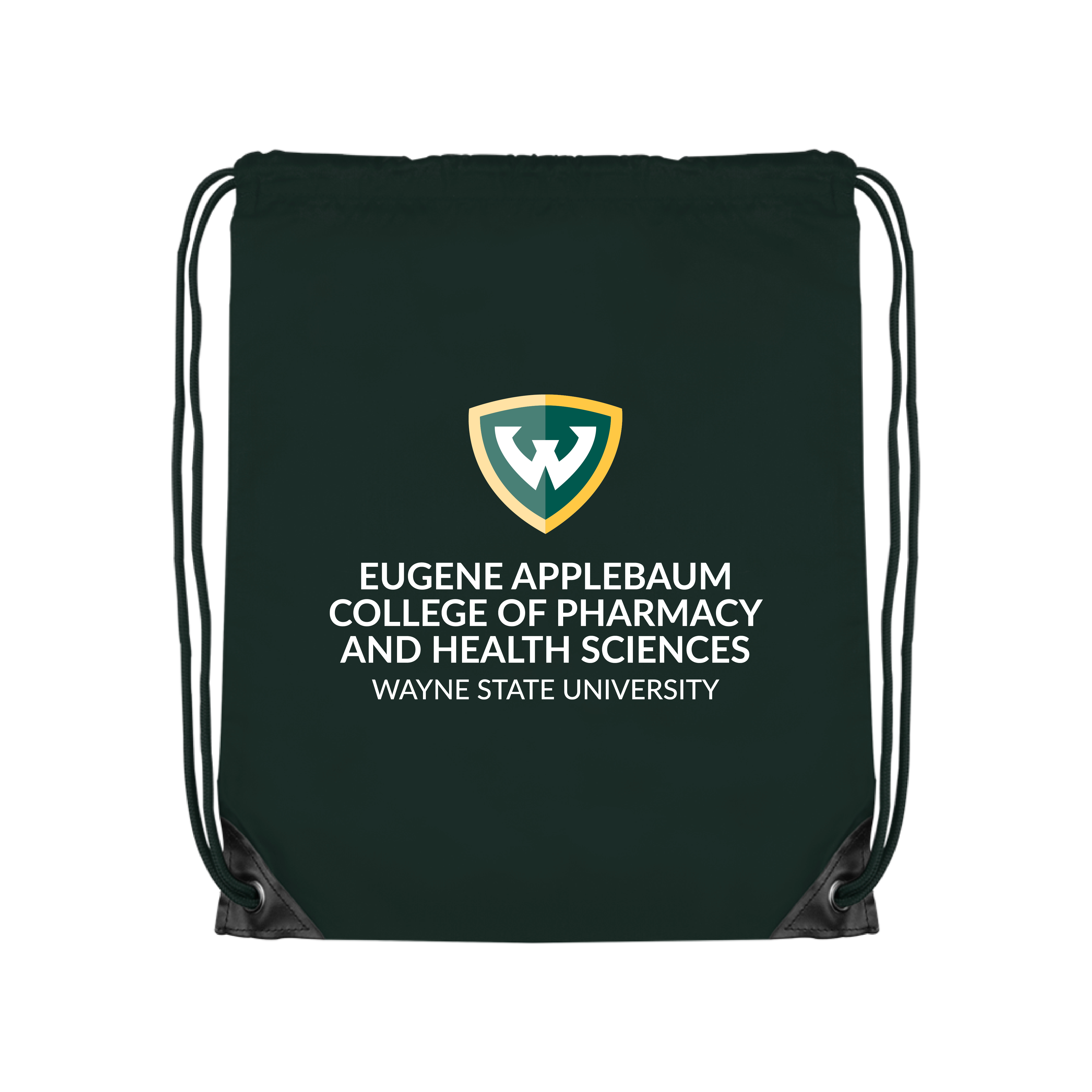 College of Pharmacy and Health Sciences- WSU Shield Dark Green Drawstring Backpack