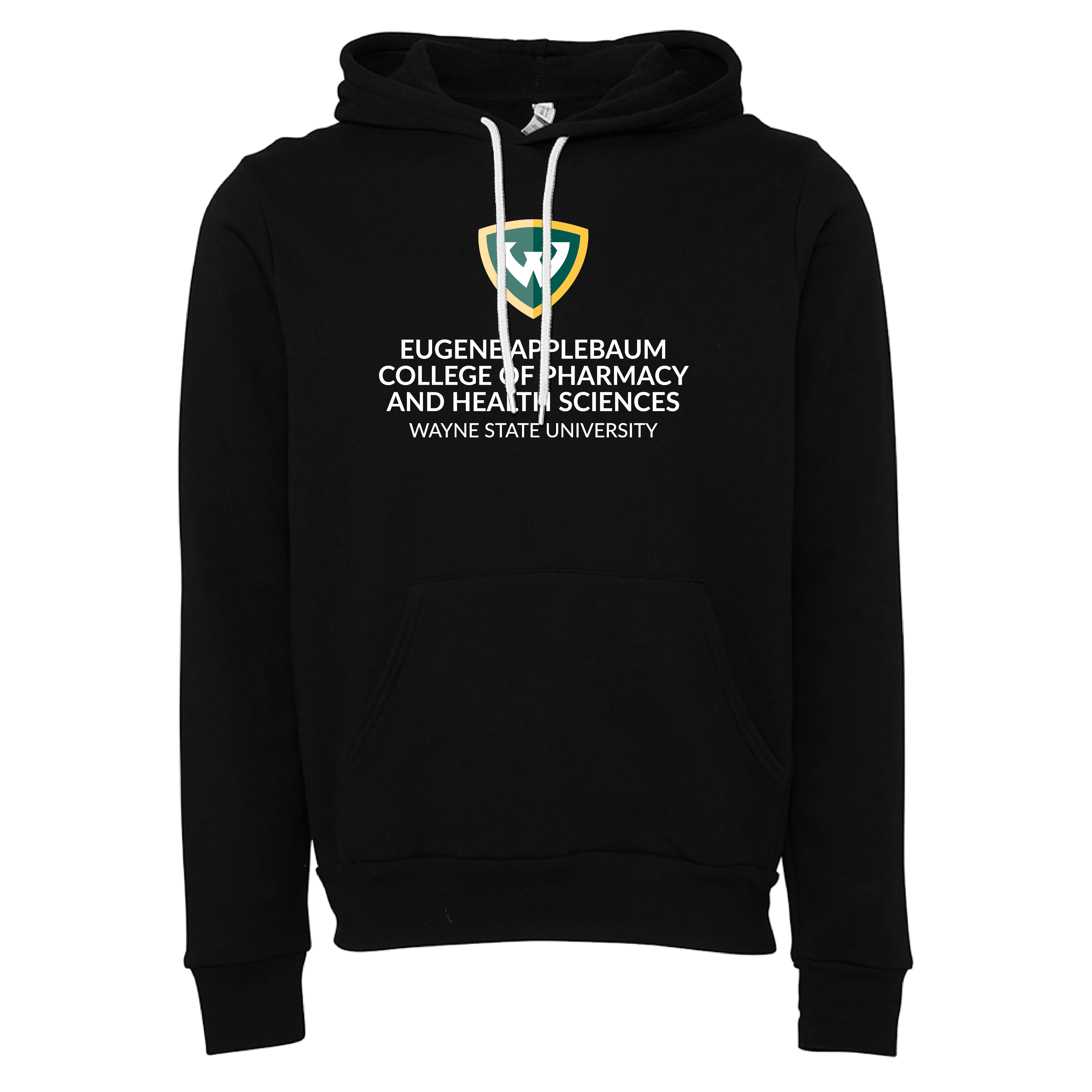 College of Pharmacy and Health Sciences- WSU Shield Bella + Canvas Black Fleece Hooded Sweatshirt