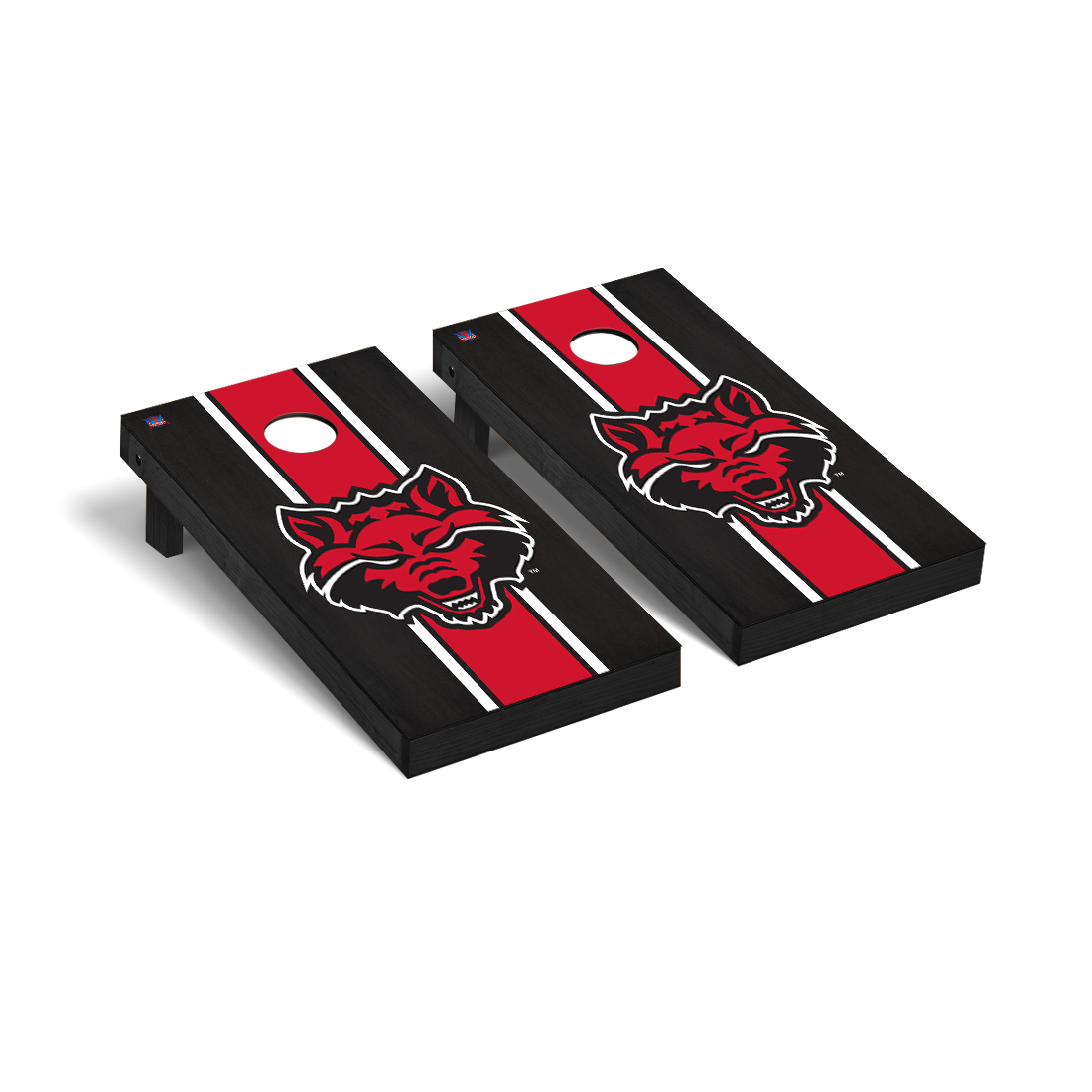 Red Wolves Regulation Cornhole Game Set Onyx Stained Striped Version