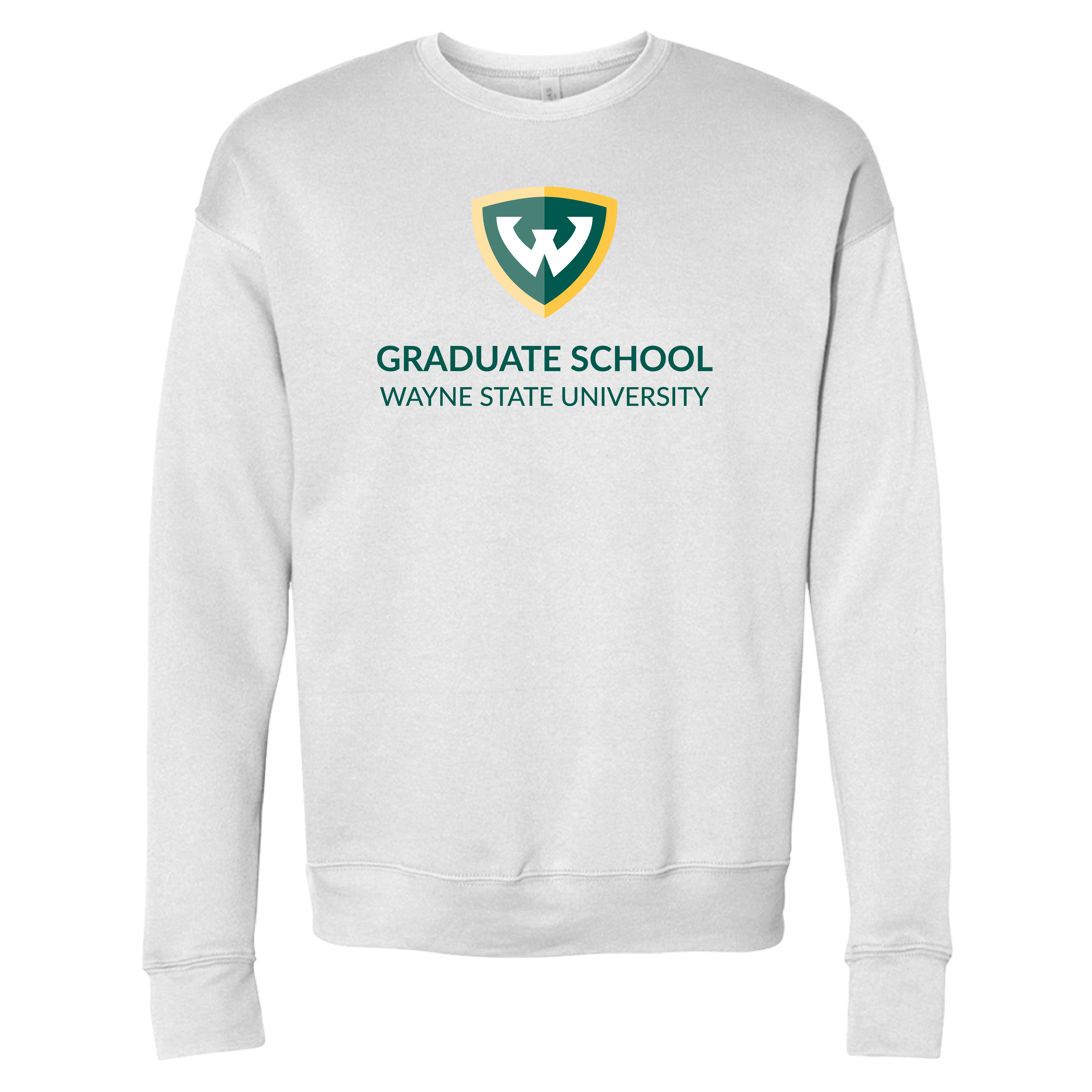 Graduate School- WSU Shield Bella + Canvas White Fleece Crew Sweatshirt