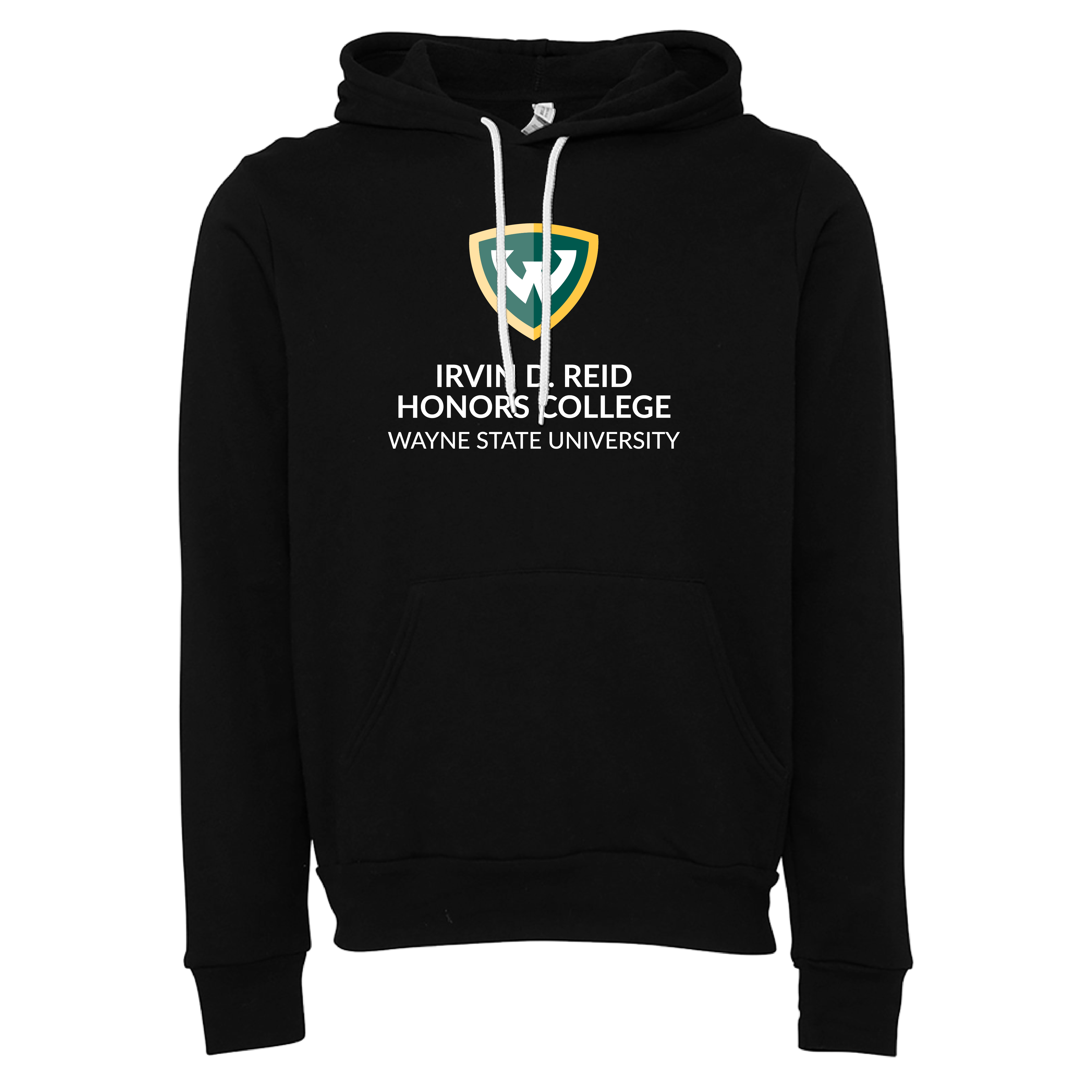 Irvin D. Reid Honors College- WSU Shield Bella + Canvas Black Fleece Hooded Sweatshirt