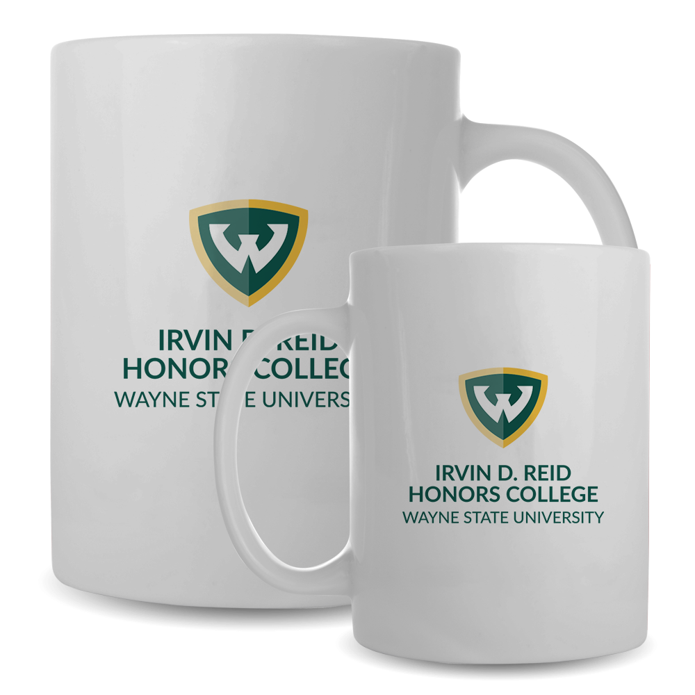 Irvin D. Reid Honors College- WSU Shield Full Color White Mug 15oz