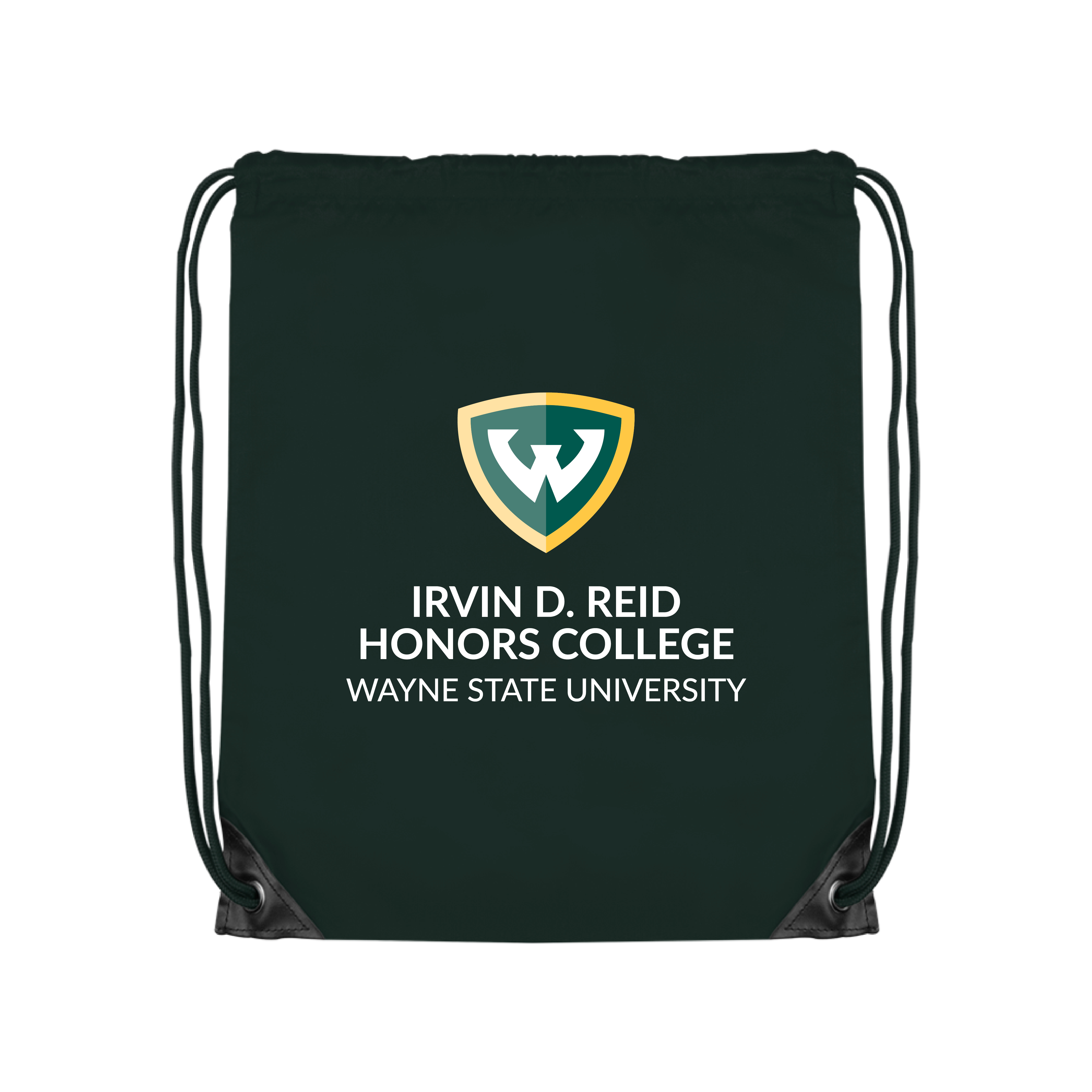 Irvin D. Reid Honors College - WSU Shield Dark Green Drawstring Backpack