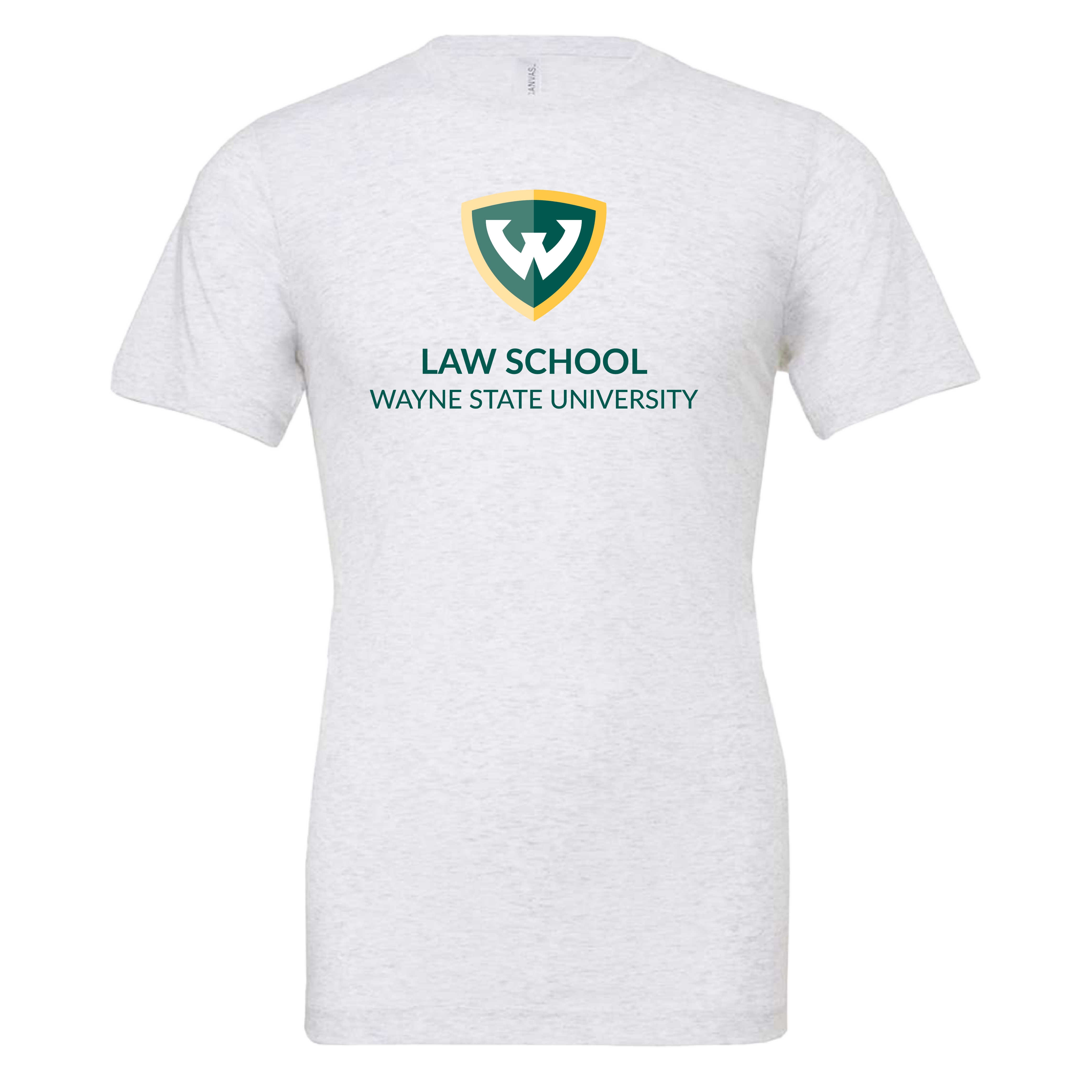 Wayne State Univ Bella + Canvas Ash Grey Jersey Cotton T Shirt WSU - Law School