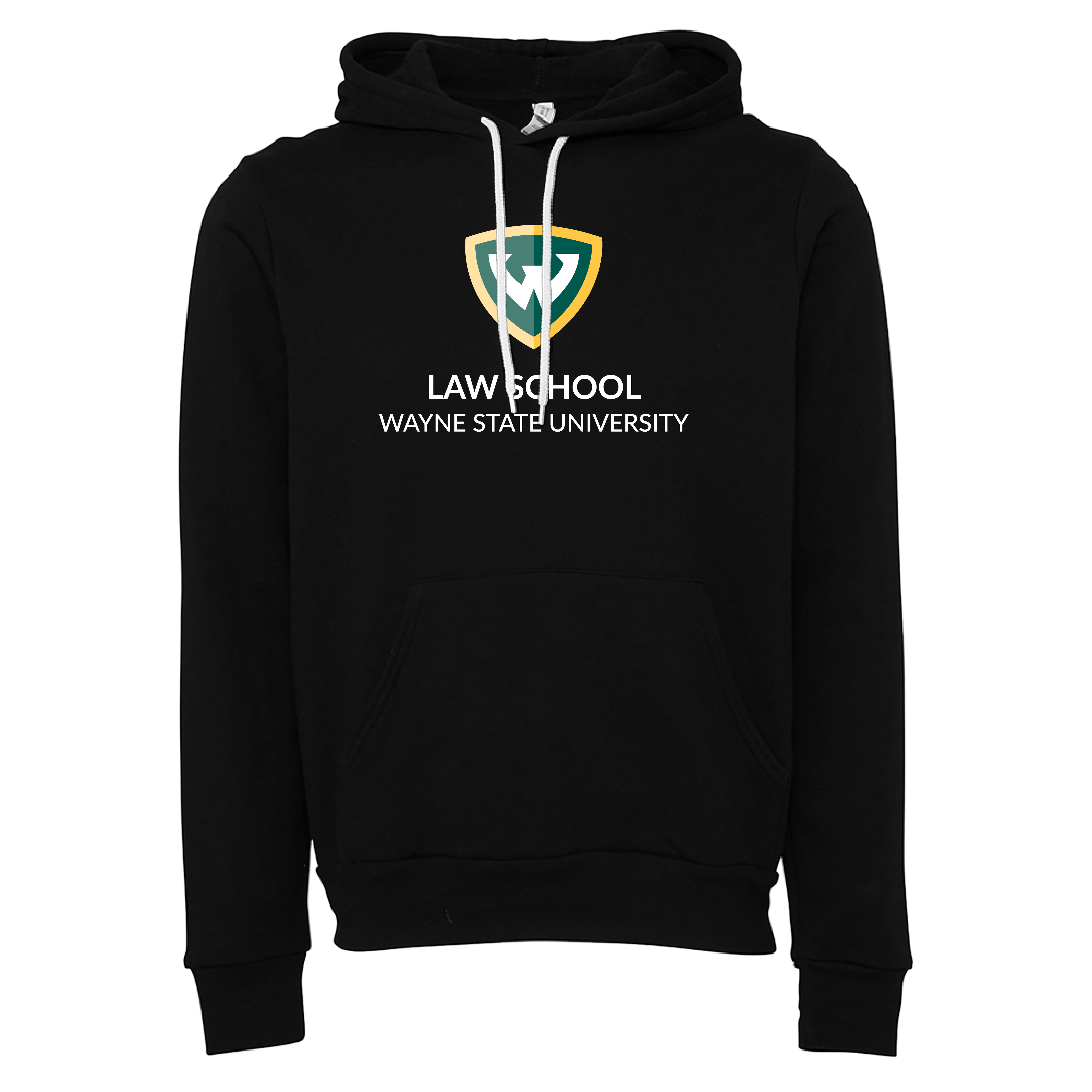 Wayne State Univ Bella + Canvas Black Fleece Hood WSU - Law School
