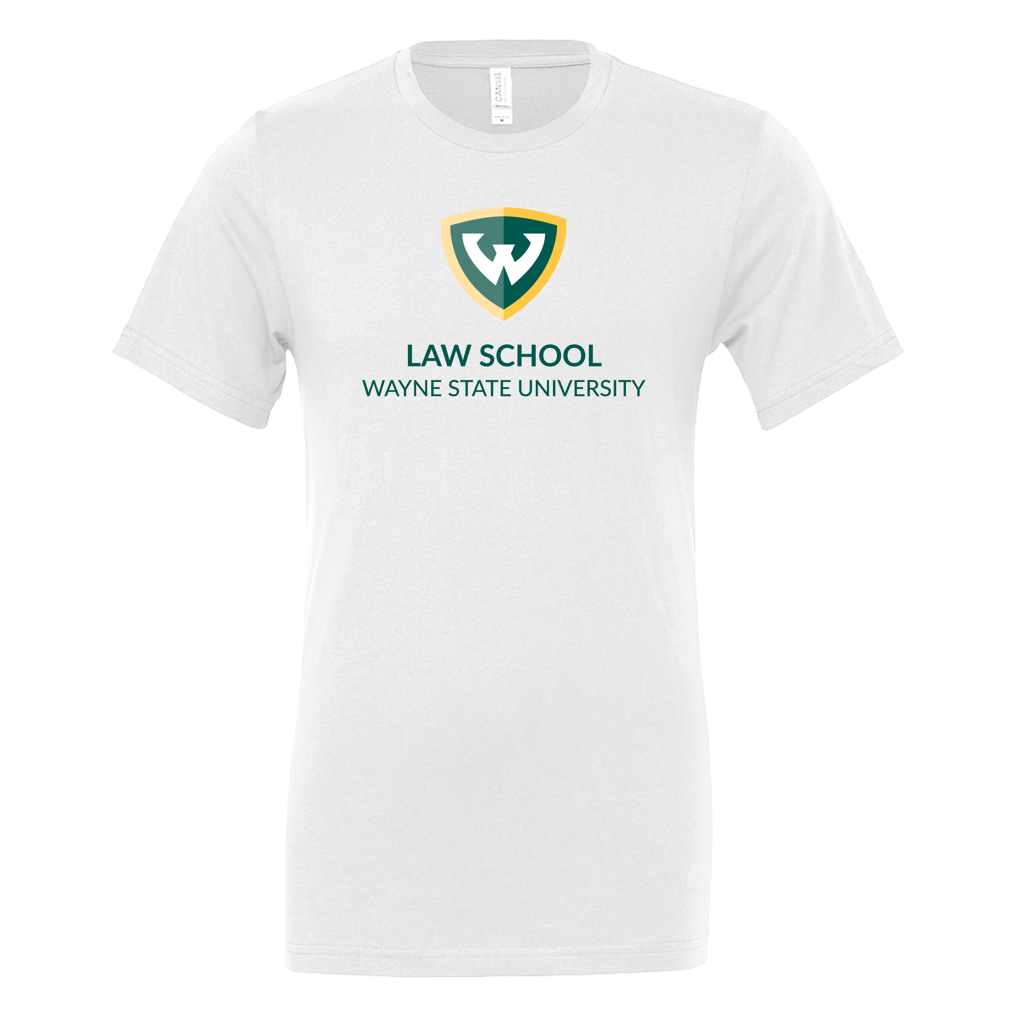 Wayne State Univ Bella + Canvas White Jersey Cotton T Shirt WSU - Law School